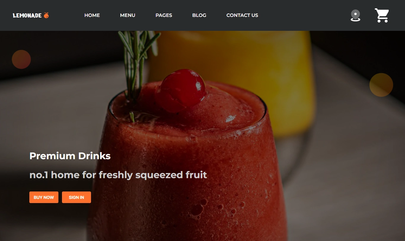 hero-section minimal design for Lemonade