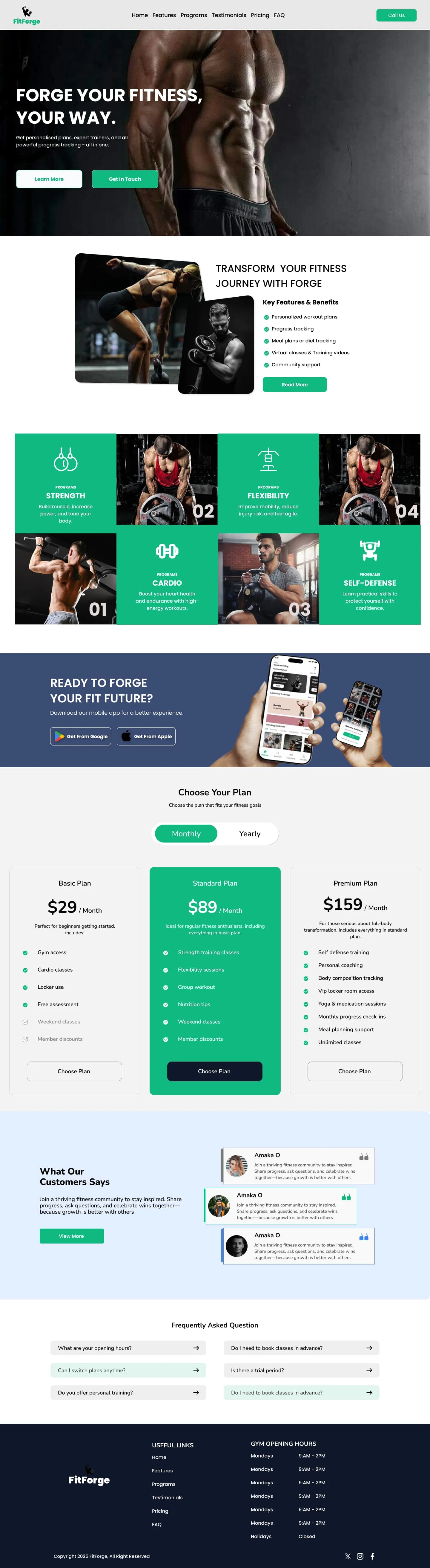 FitForge Landing Page.