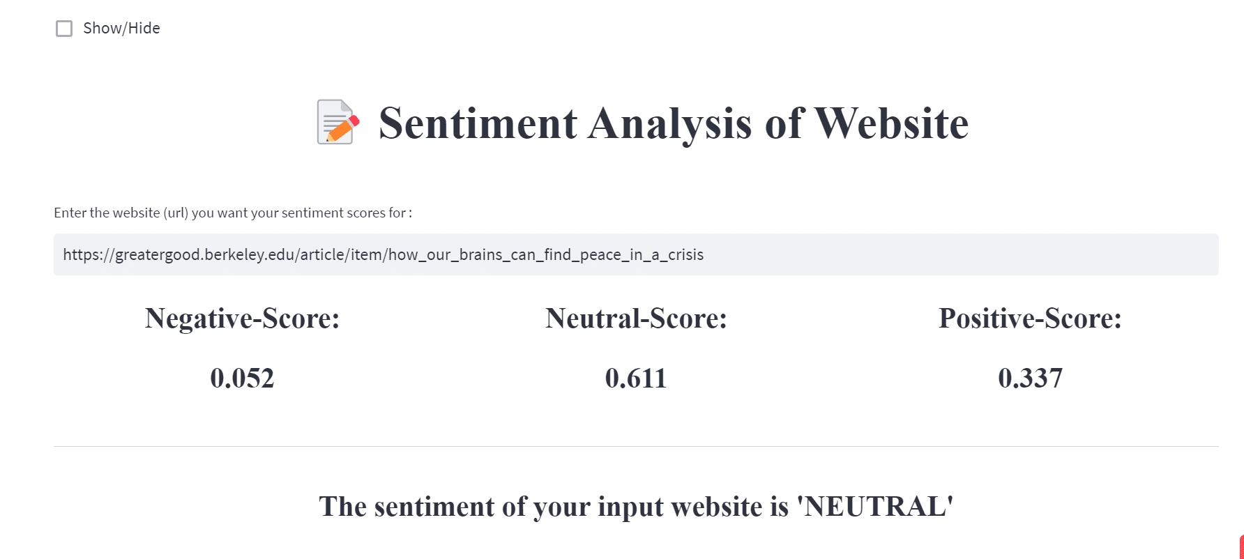 Website's front-end