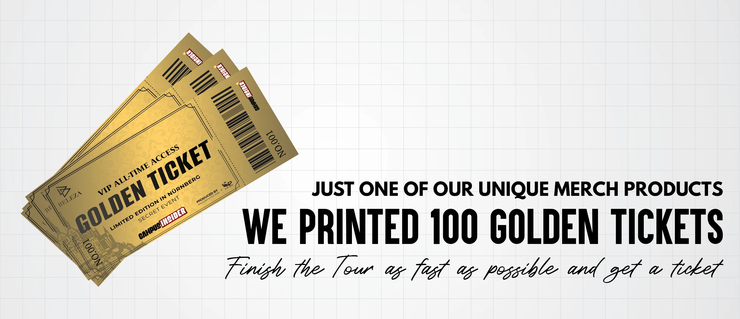 Limited to 100 prints: Each Golden Ticket is numbered, wallet-ready, and part of our most exclusive Campus Insider merch drops to date.