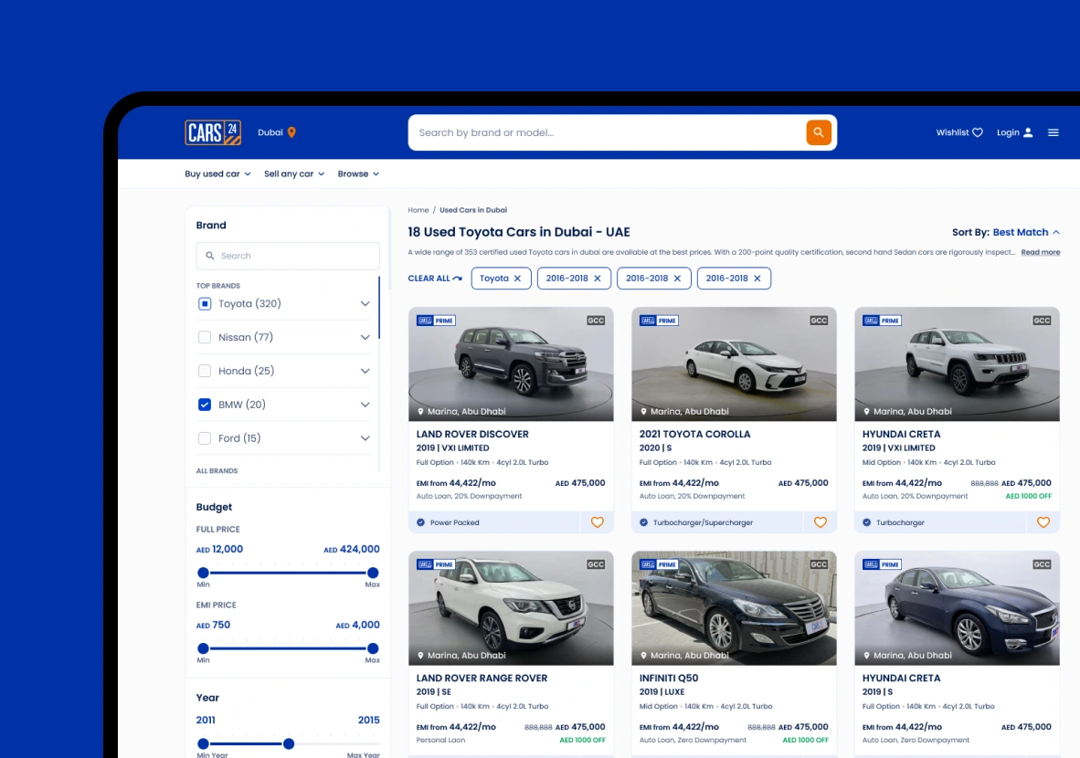 Listing page