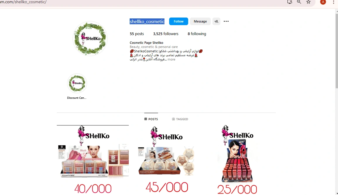 instagram page of shellko_cosmetic