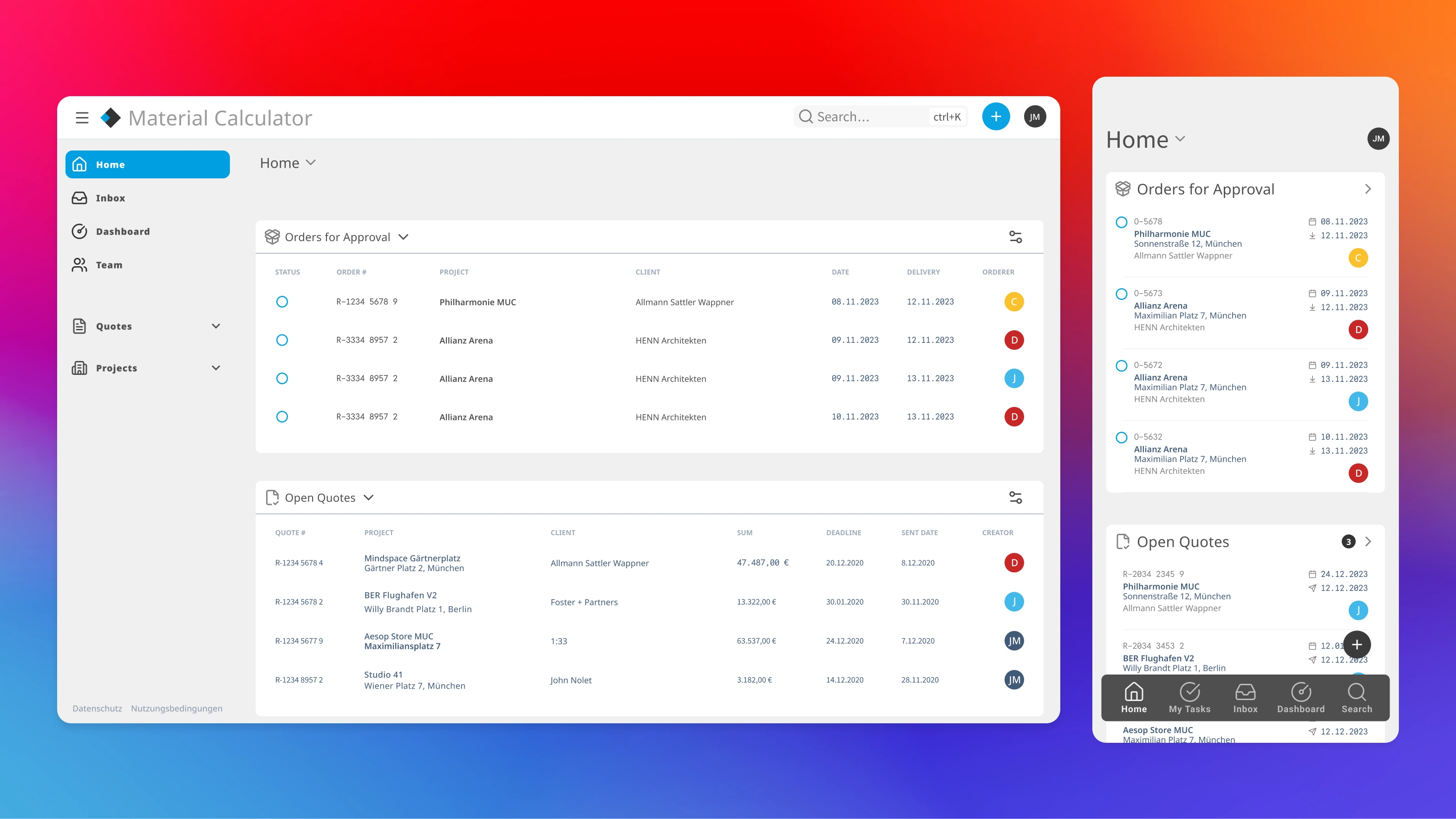 Every tender arrived in a different format — Excel, PDF, or even hand-written. I built a guided import flow that parses items and matches them to Knauf’s product systems.
