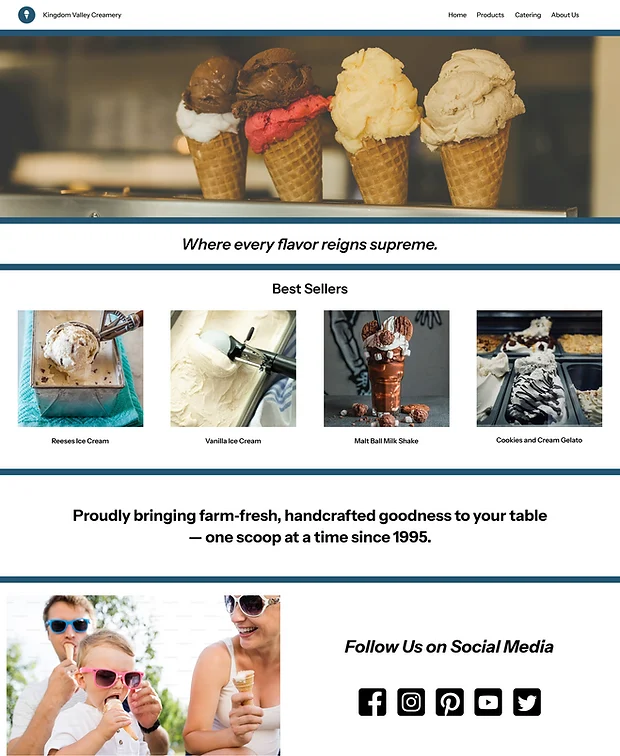 Homepage Design for the Dairy