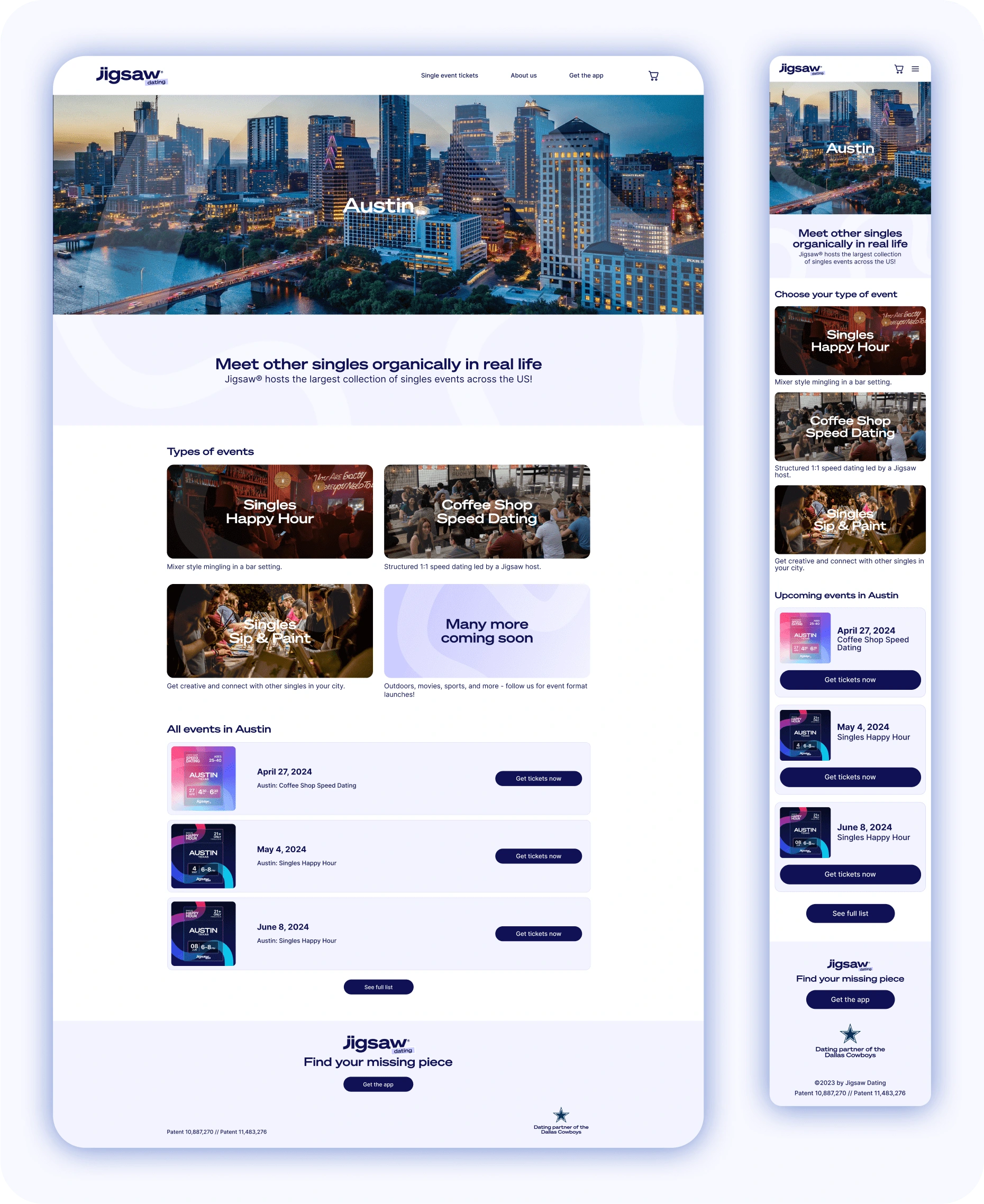 When a city is seclected, the types of events becomes the next CTA or if the user is interested in the next event, the list below is arrange based on nearest event date.