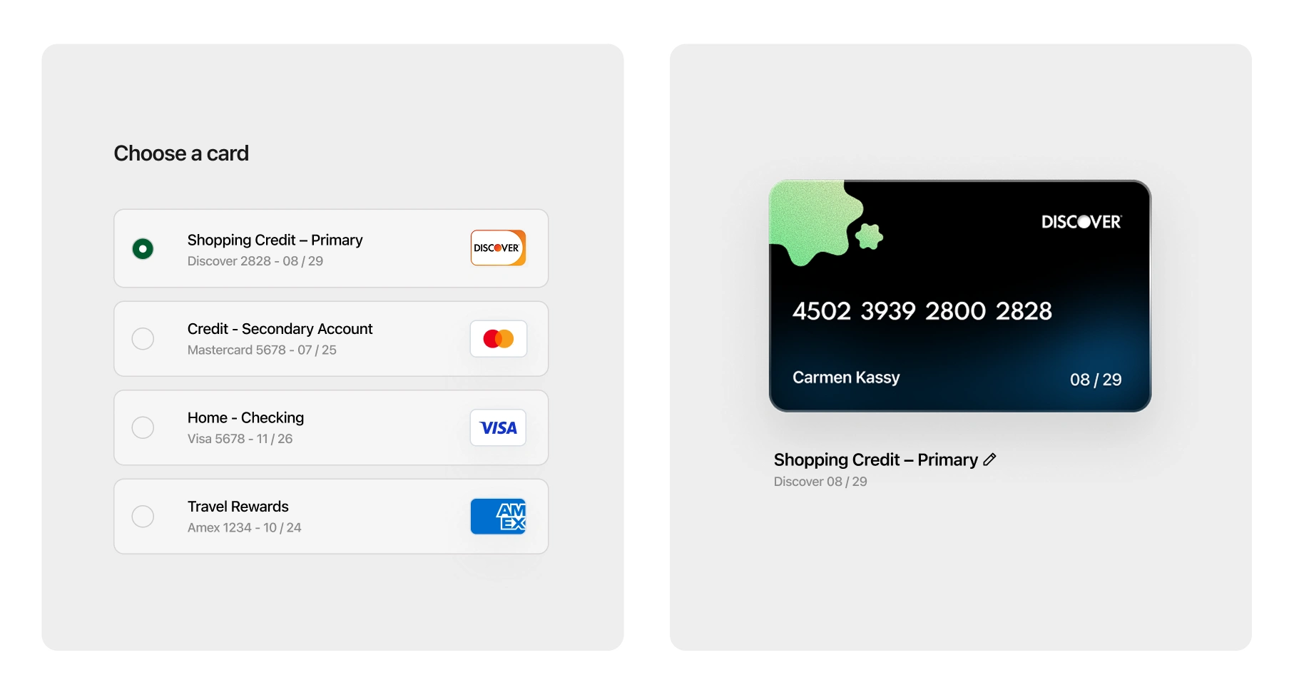 Manage and store cards in a digital wallet