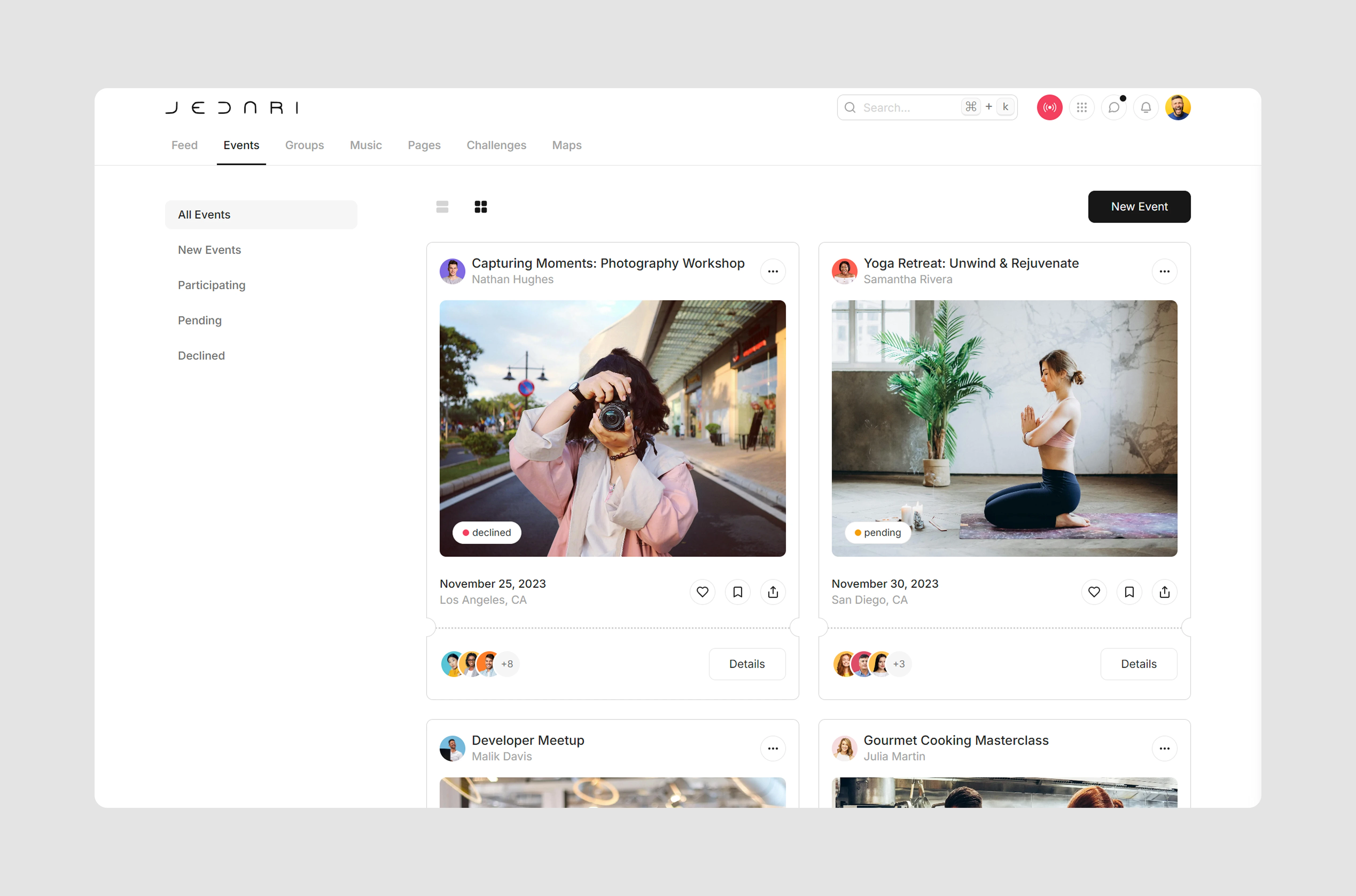 Events list alternative view