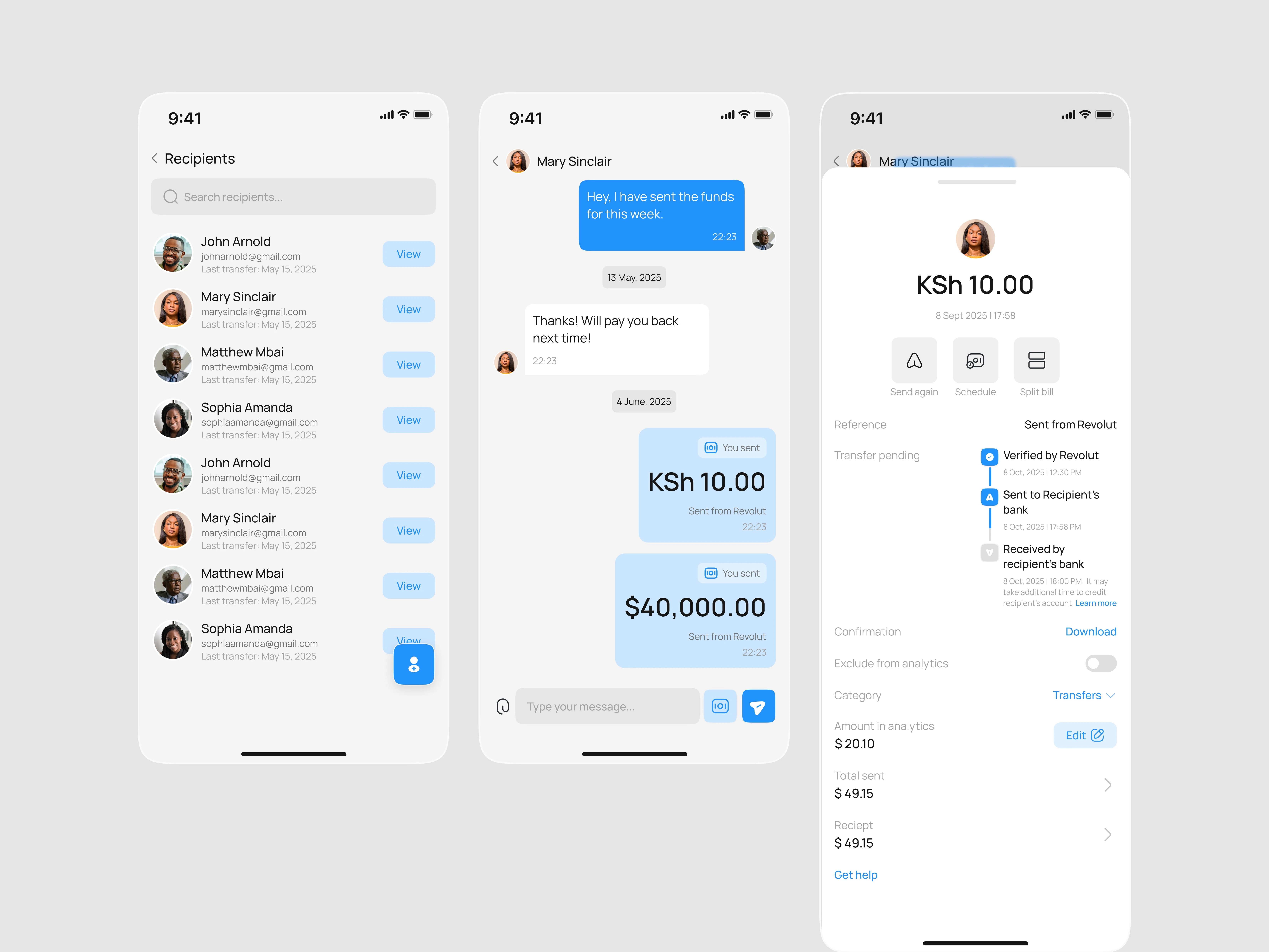 Send to Recipients UI