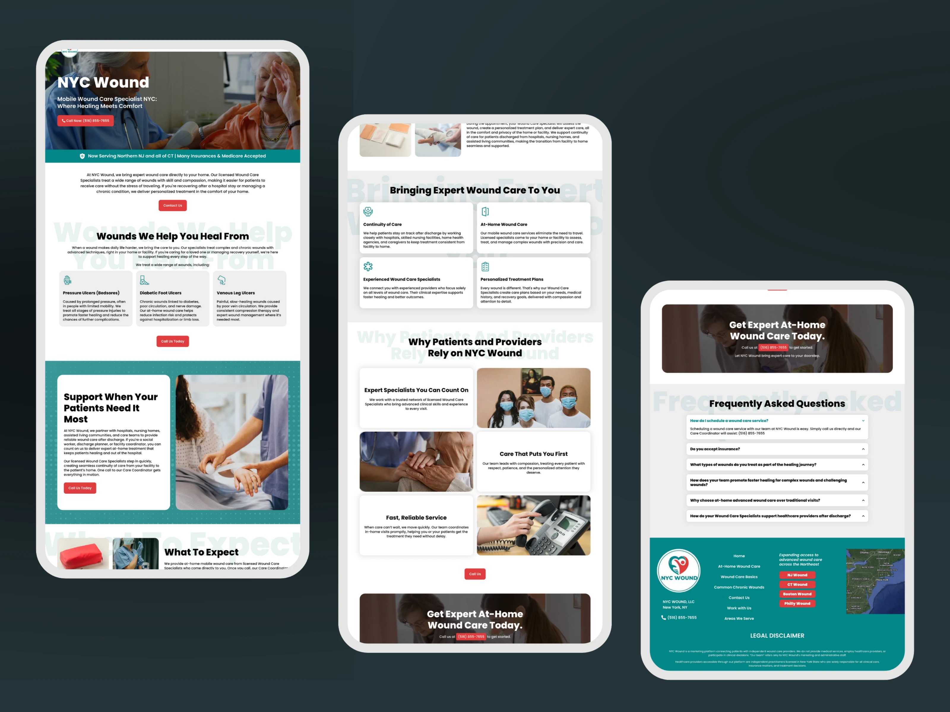 A website built for a medical clinic specializing in wound care.