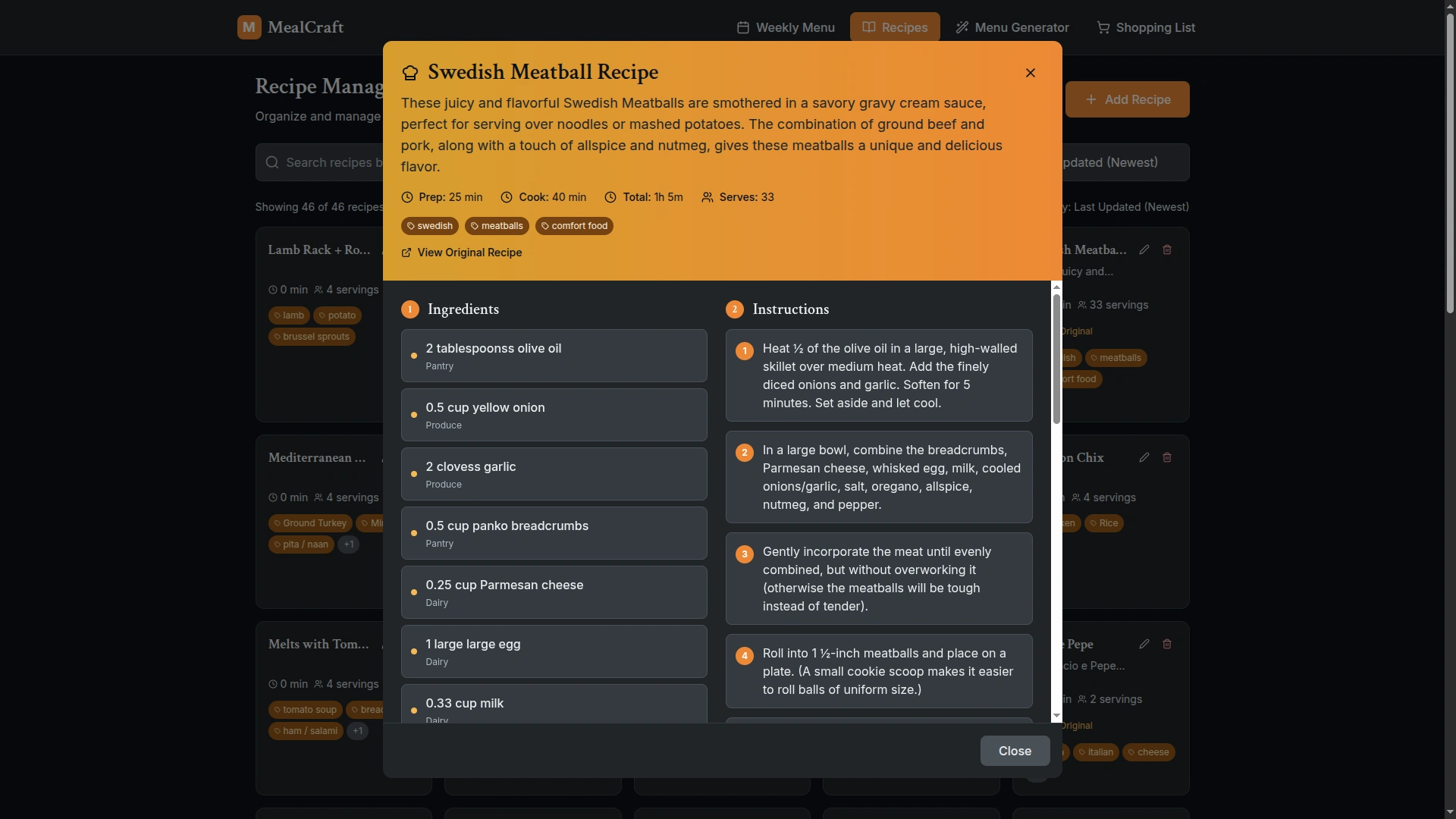 Recipe Management Tool