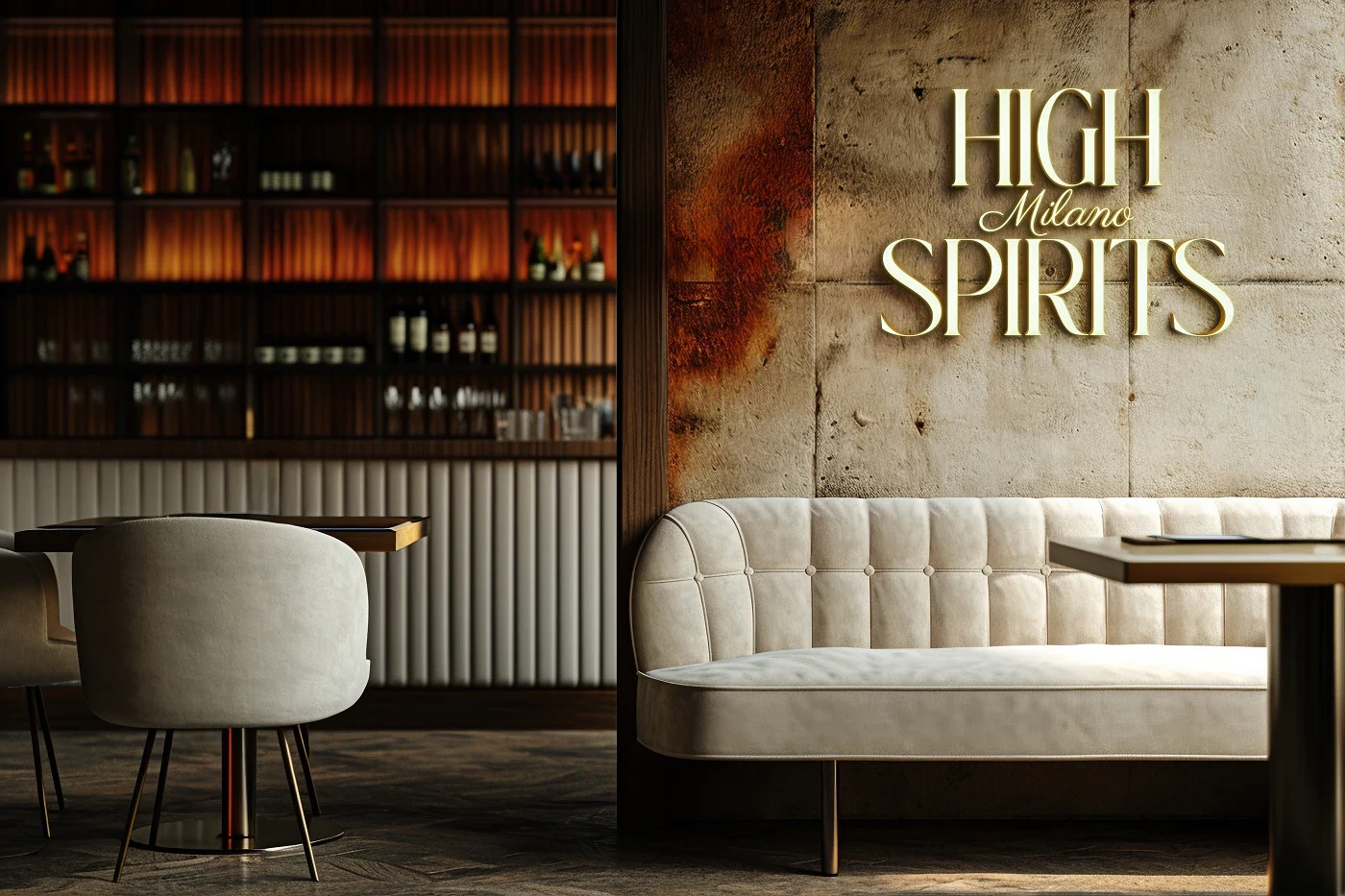 
High Spirits Milano
Branding & Visual Identity — Out of Form

High Spirits Milano is a cocktail lounge created to celebrate the city's nightlife aesthetic. The goal of the project was to develop a brand that reflected the understated sophistication, cinematic atmosphere, and ritualistic culture that define Milanese nightlife.

The visual identity combines a rich palette of deep tones, premium serif typography, and an exclusive set of line art illustrations that reinforce the brand's artisanal language.
Elements such as velvet, marble, glass, and warm lighting influenced both the graphic design and the photographic direction.

The result is a sensory, elegant, and editorial brand that lives both in the physical experience—labels, interiors, signage—and in the visual universe—posters, digital content, and communication.

High Spirits Milano was born as a space where every detail matters
—and where every toast becomes a story.
Client: High Spirits Milano
Services: Visual Identity, Social Media Designs, Print Collateral
Year: 2025