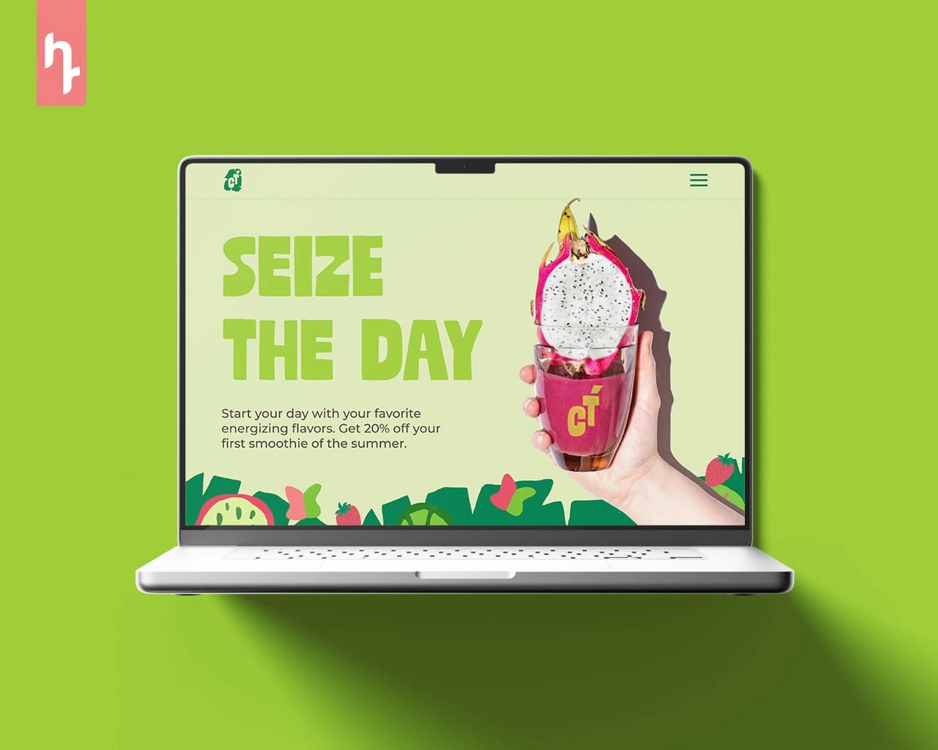 Cafe' Tropical Landing Page Hero design with new branding