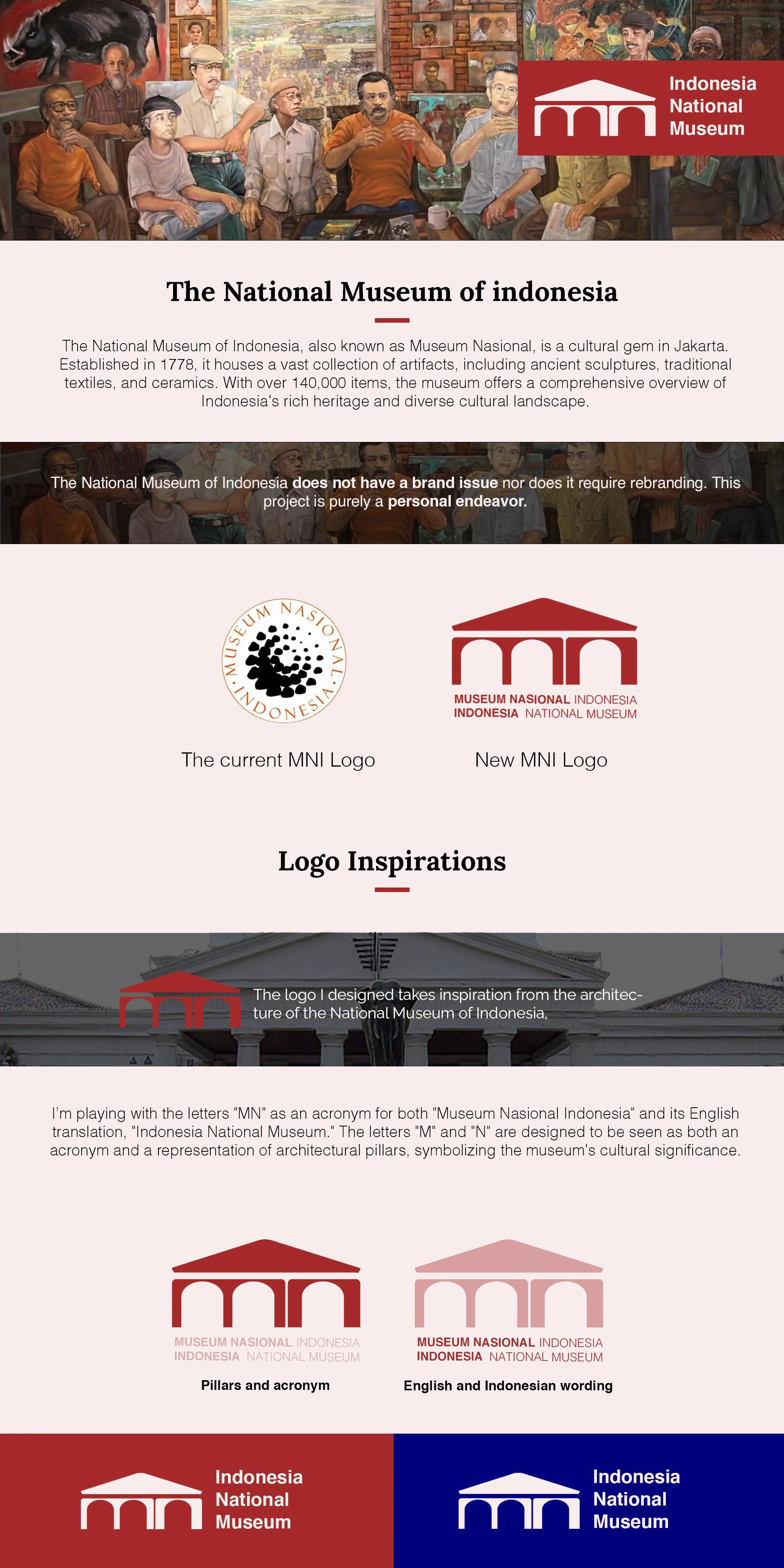 The brand identity emphasizes the museum's deep connection to Indonesian history and culture. The logo design integrates elements that represent the nation's heritage, symbolizing the museum's role in preserving and showcasing Indonesia's cultural treasures. The color palette and typography are chosen to evoke a sense of tradition and timelessness, aligning with the museum's mission to educate and inspire future generations.