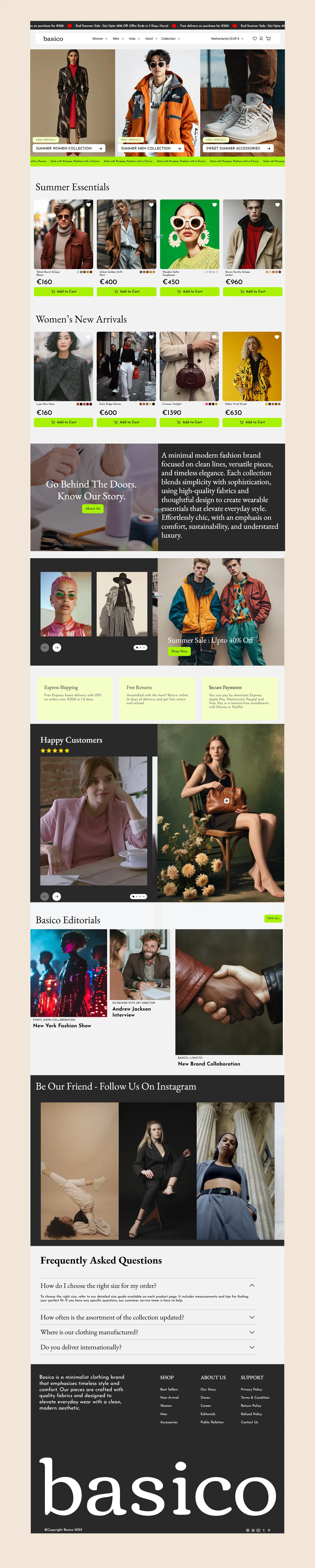 Homepage design for Basico