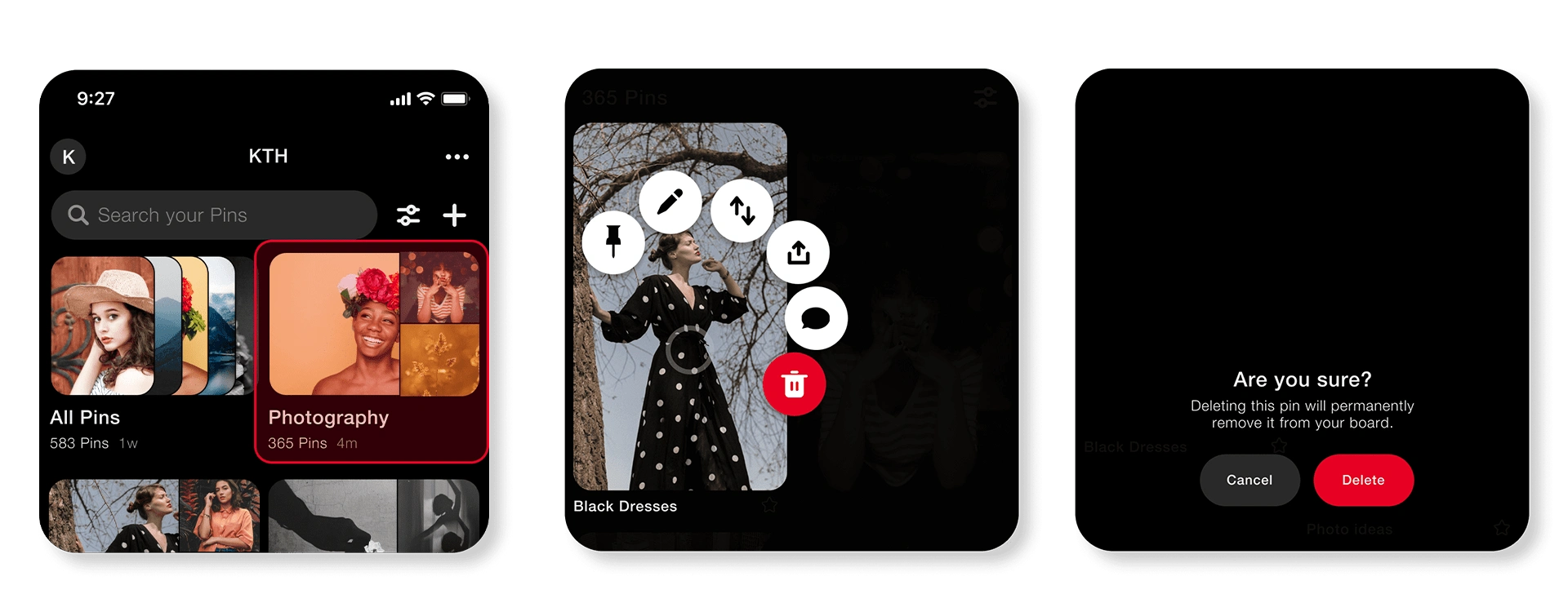 Delete Pins User Flow Highlights