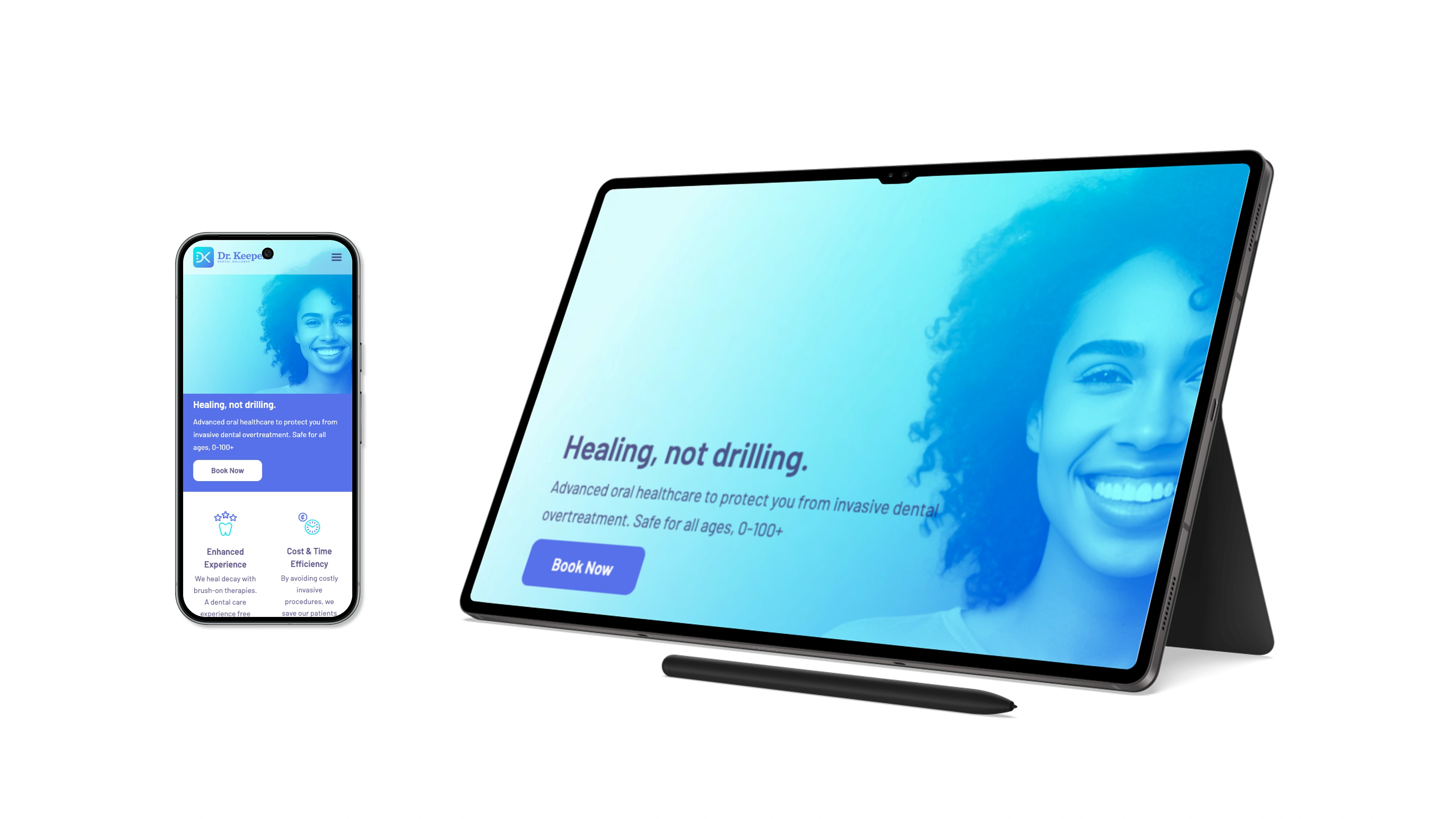 The new Dr. Keeper’s Dental Wellness site delivers a seamless, consistent experience on every screen — from mobile to tablet. The layout adapts effortlessly, maintaining clarity, warmth, and visual balance while highlighting the practice’s modern, non-invasive approach.