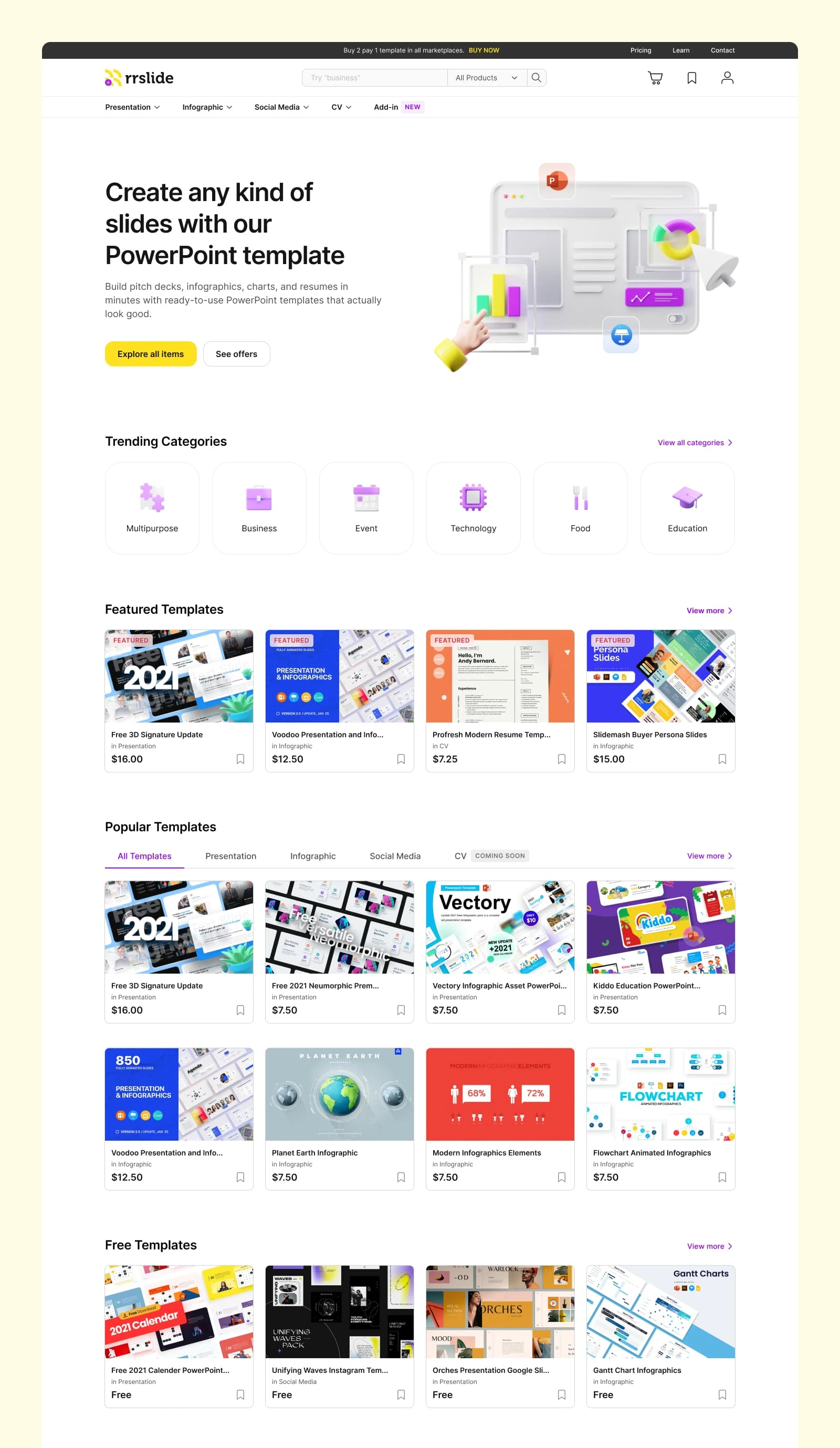 We're deliberately showing the best performing templates on the landing page as a nudge to trigger users motivation to browse more templates on the site.