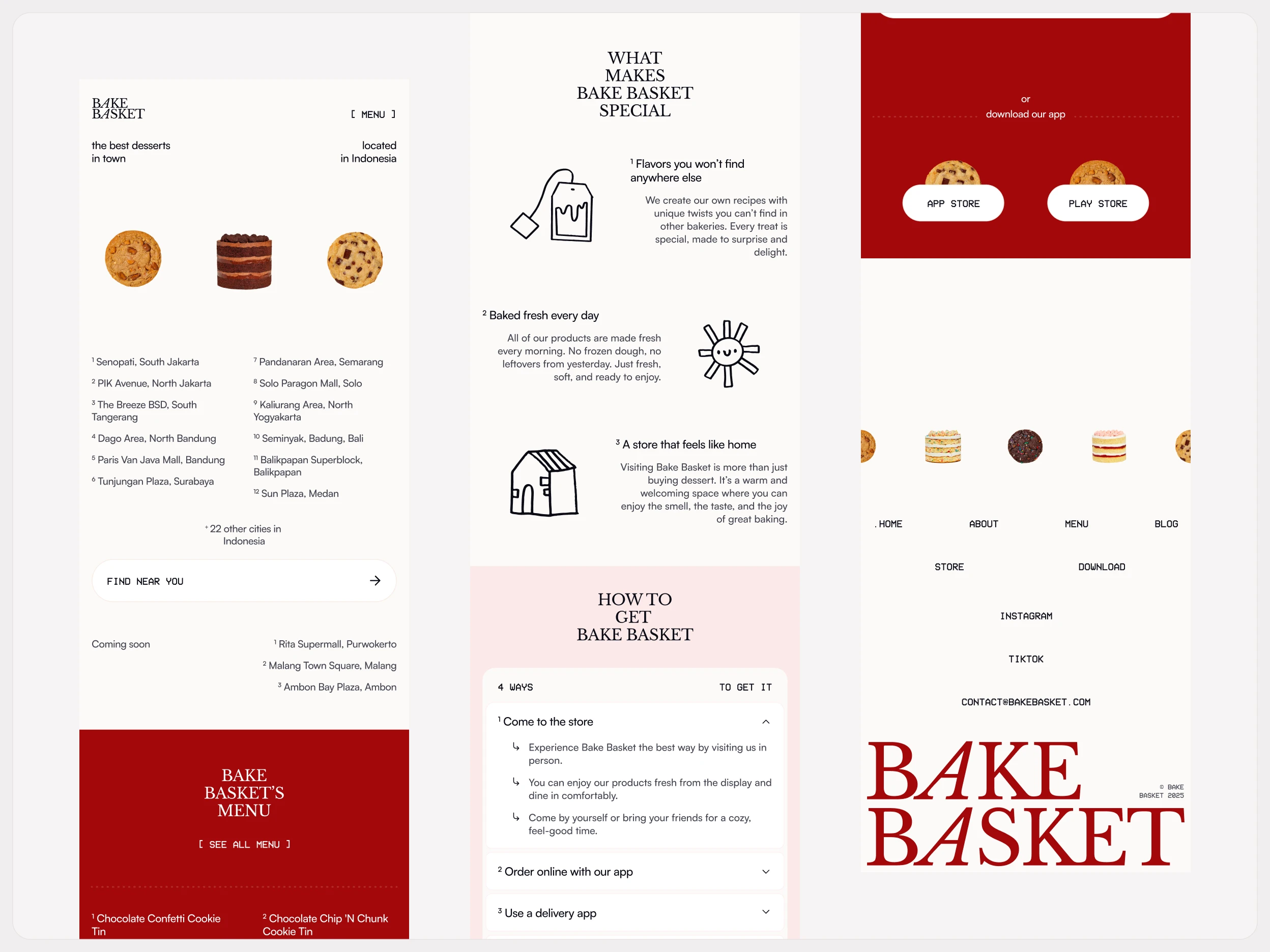 Mobile Version of the Bake Basket's Landing Page