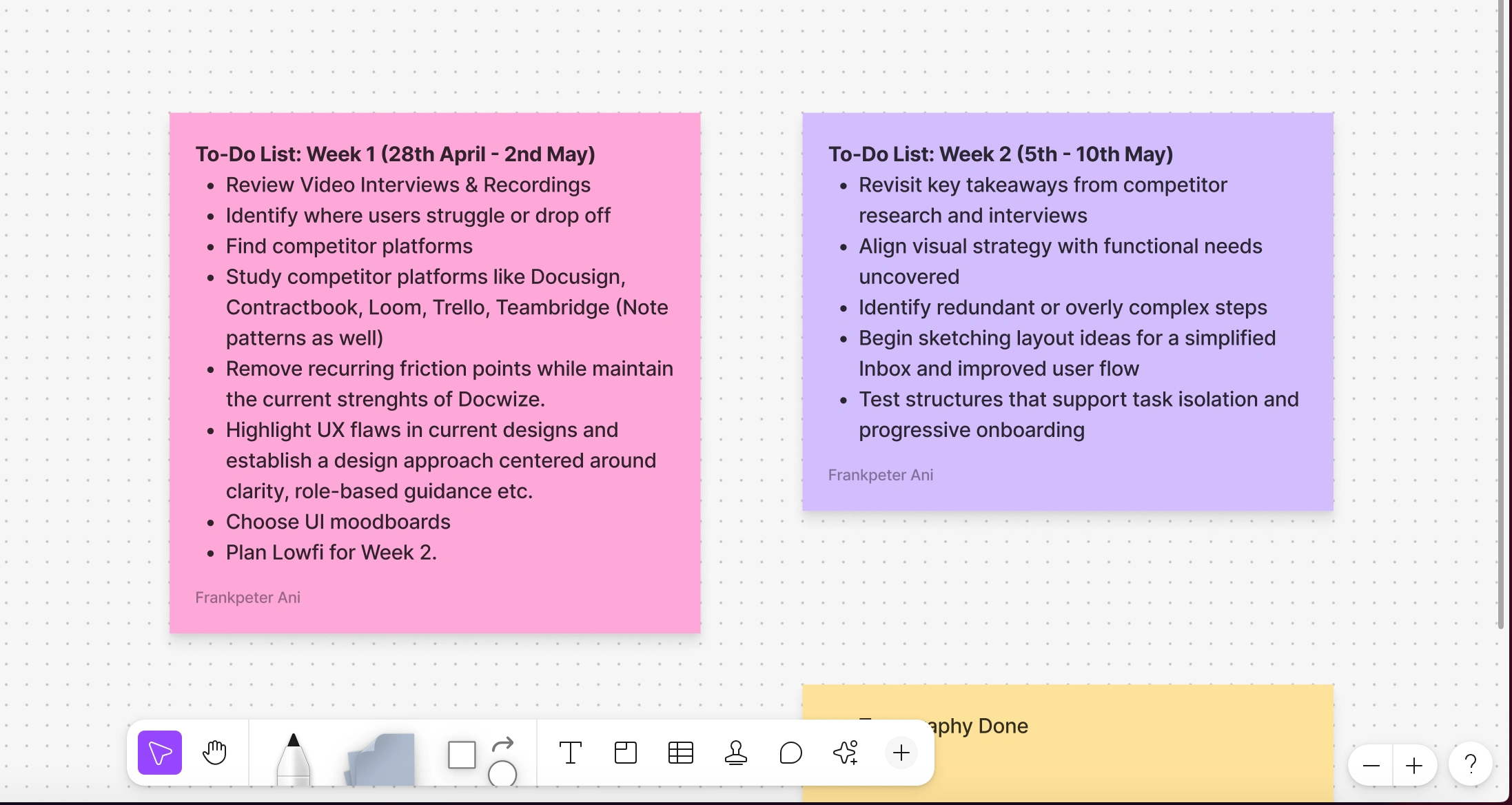 Sneak peak sample of detailed weekly plans till the completion of the project.