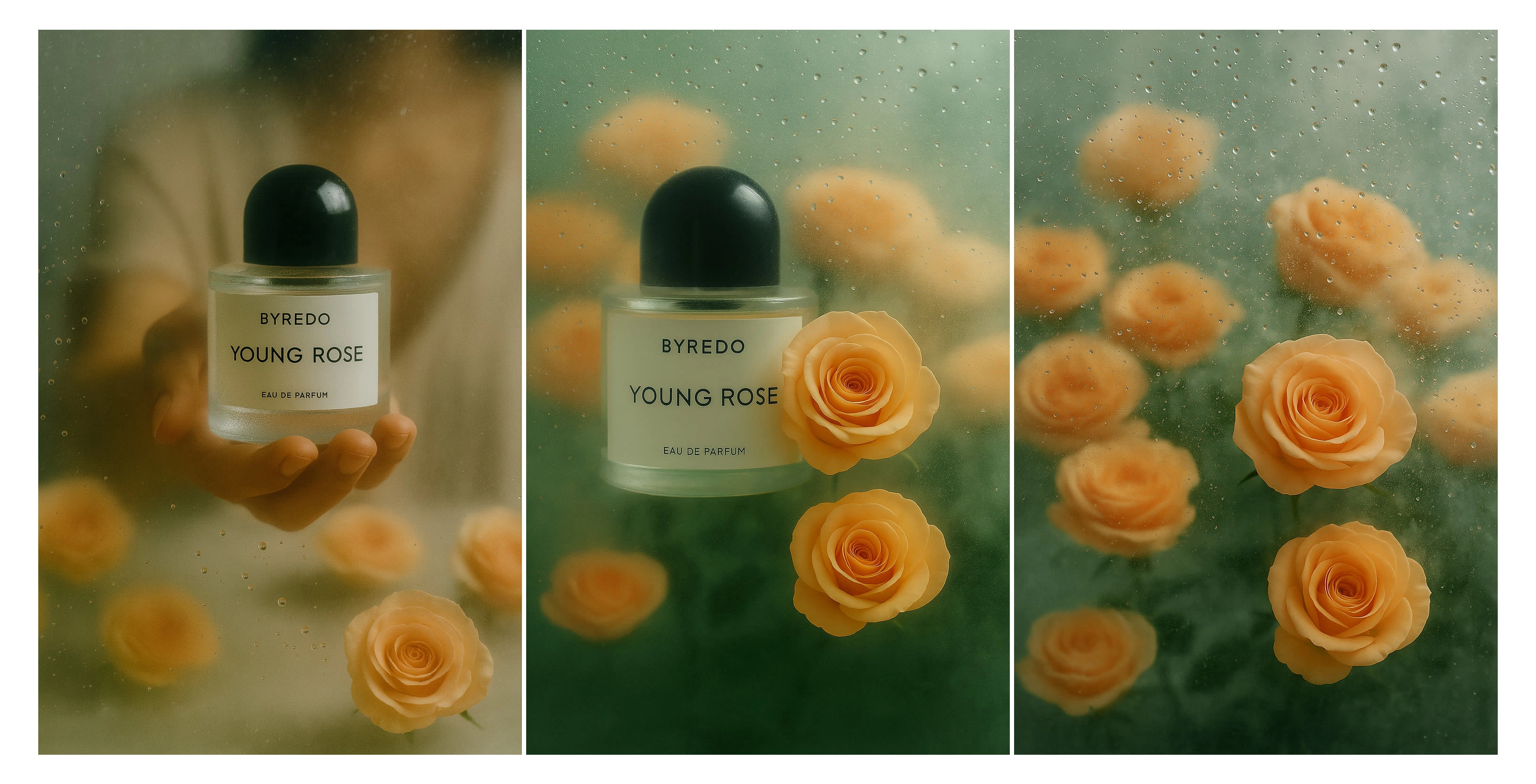 "Youth, bottled and blurred — a tactile daydream where scent, skin, and emotion dissolve into mist. Each frame lingers between memory and feeling, held behind a veil of condensation."