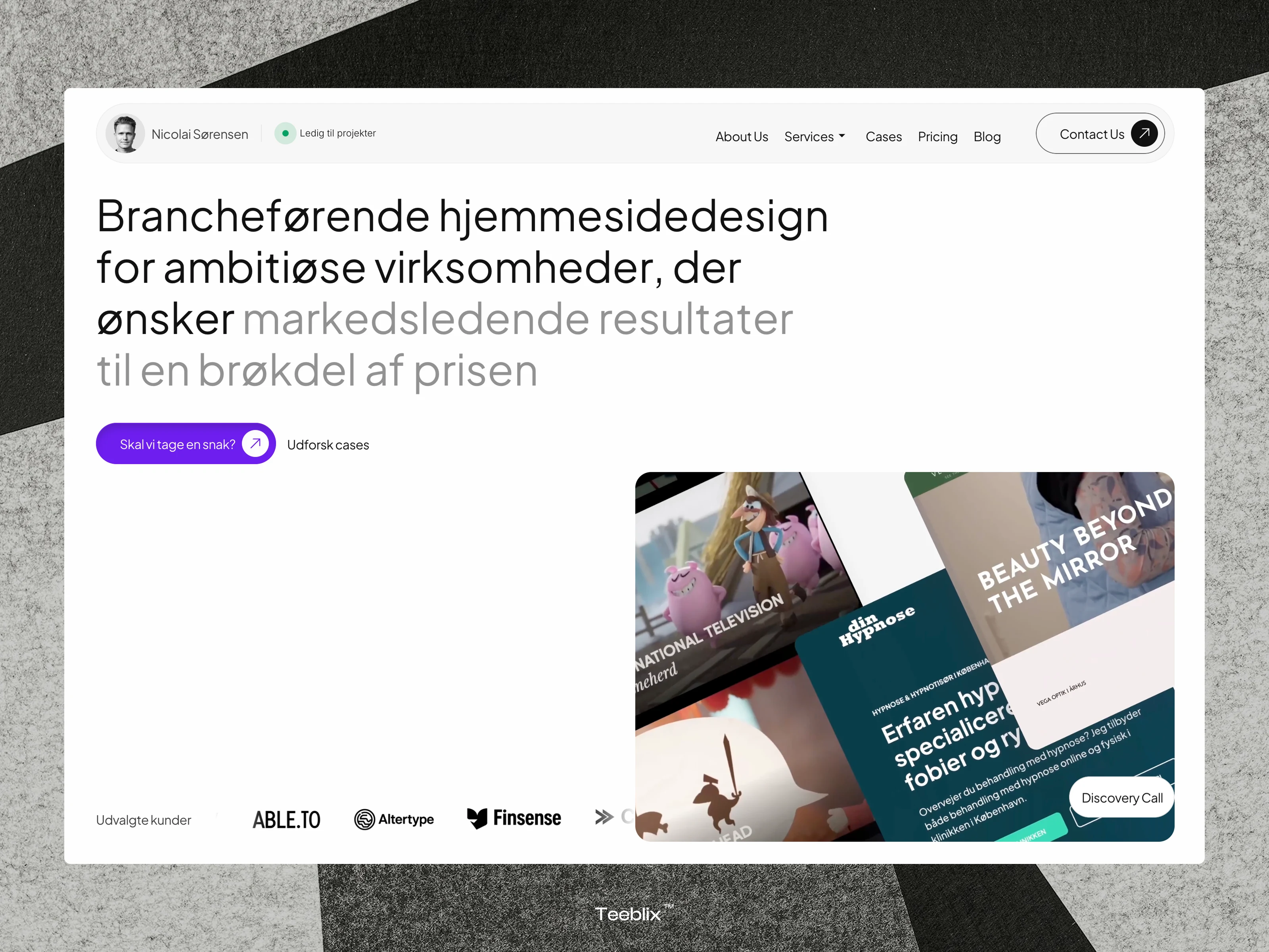 Homepage hero section