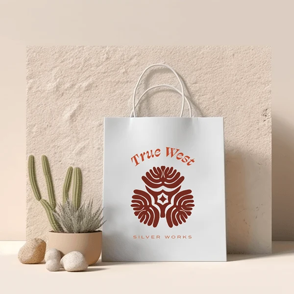 Brand direction mockups created with original custom logo. 