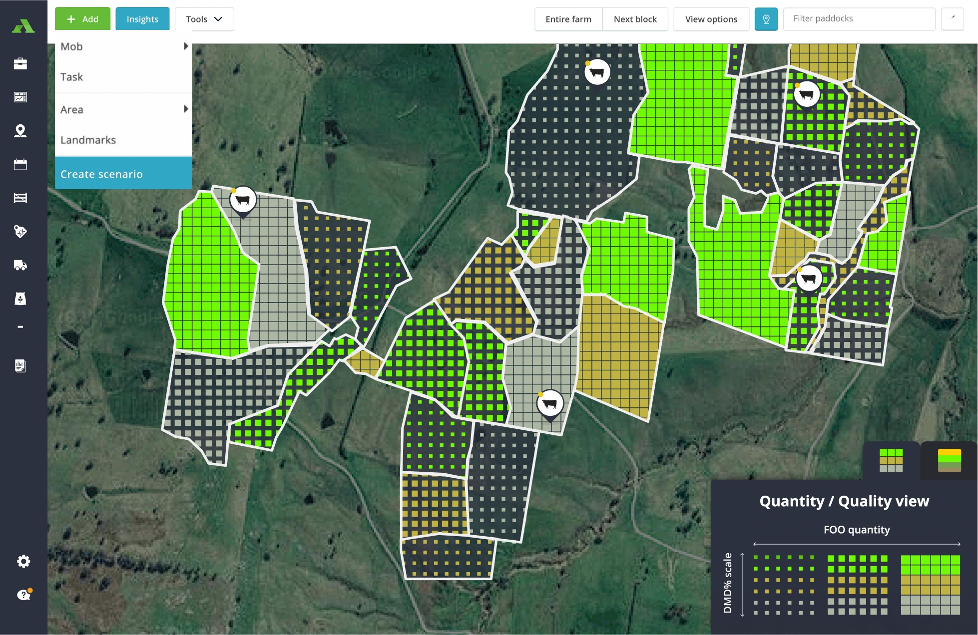 Examples of the final solution for the pasture growth predicatbility map system