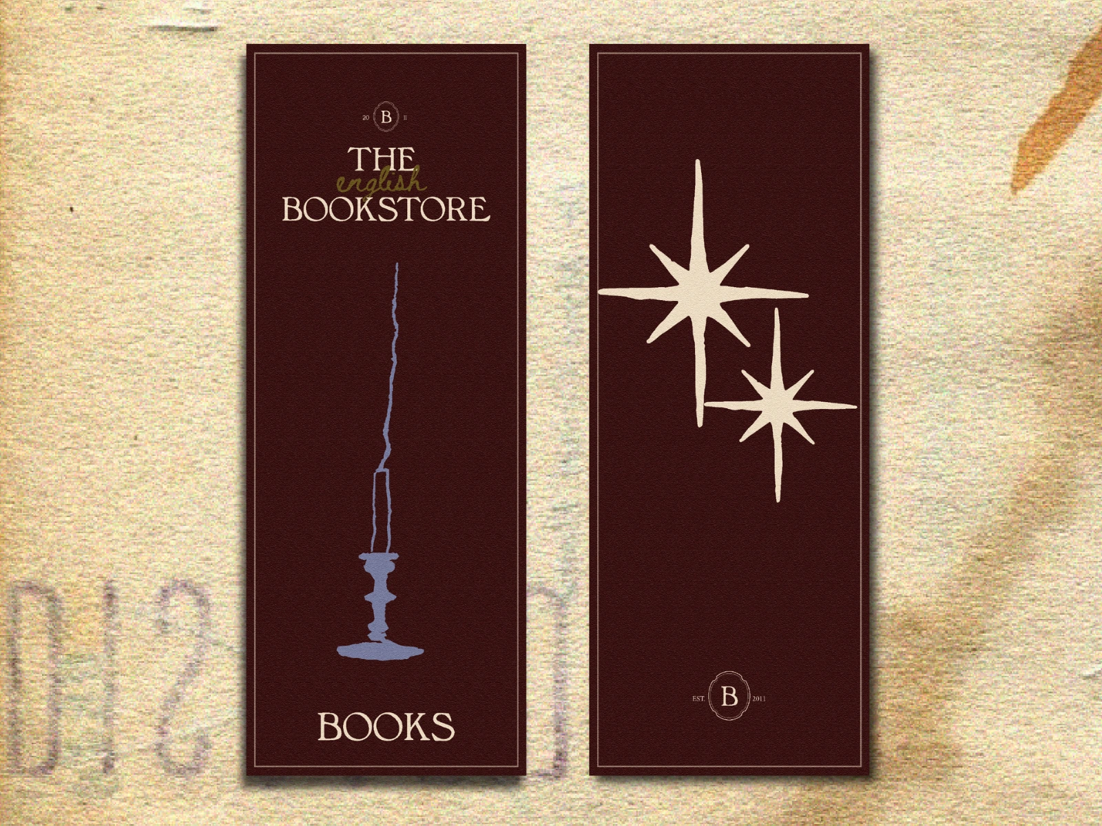 Bookmark designs showcasing hand drawn brand illustrations and custom elements.