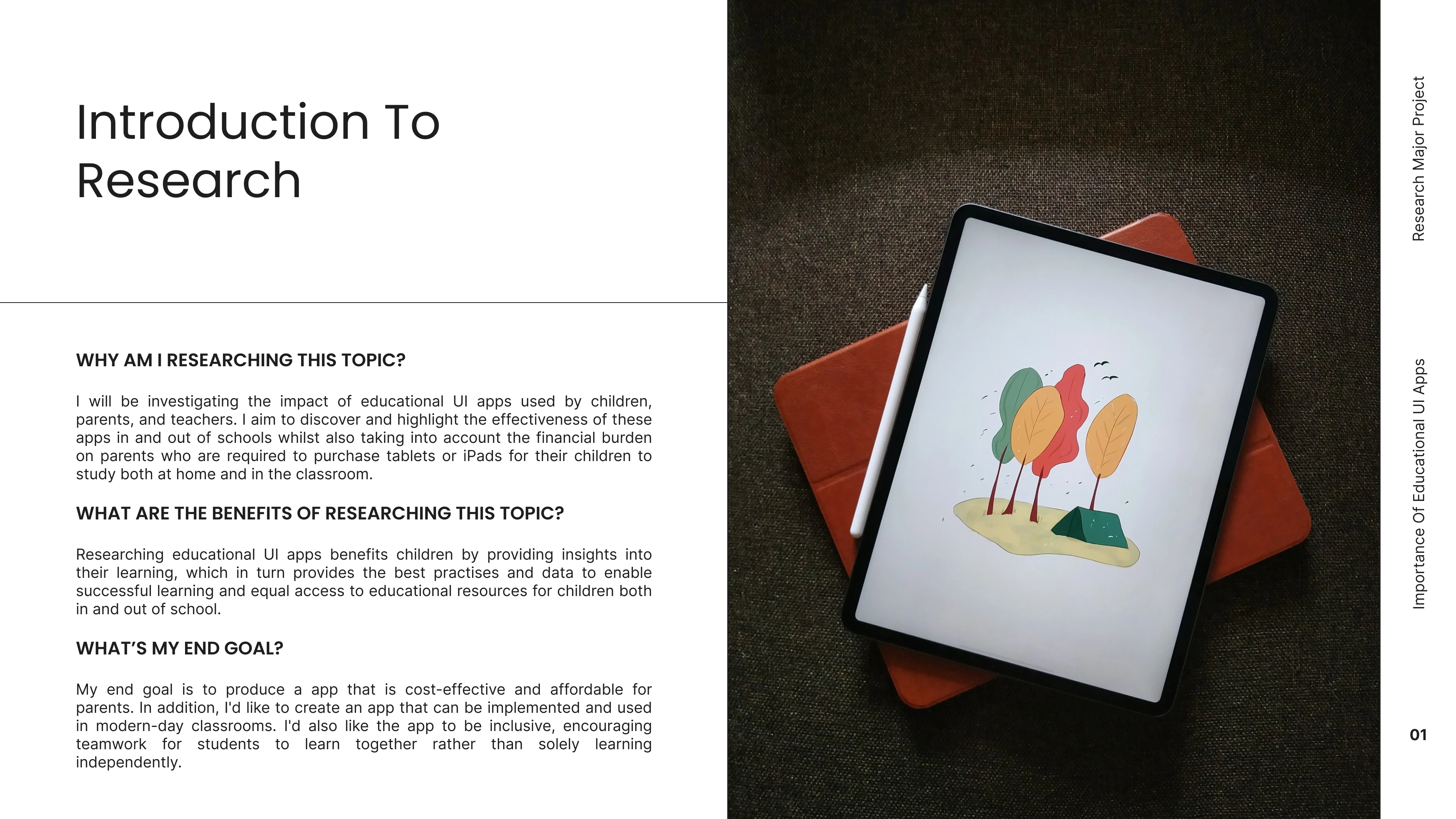 This slide explains why I picked this project and what I aim to achieve with it.