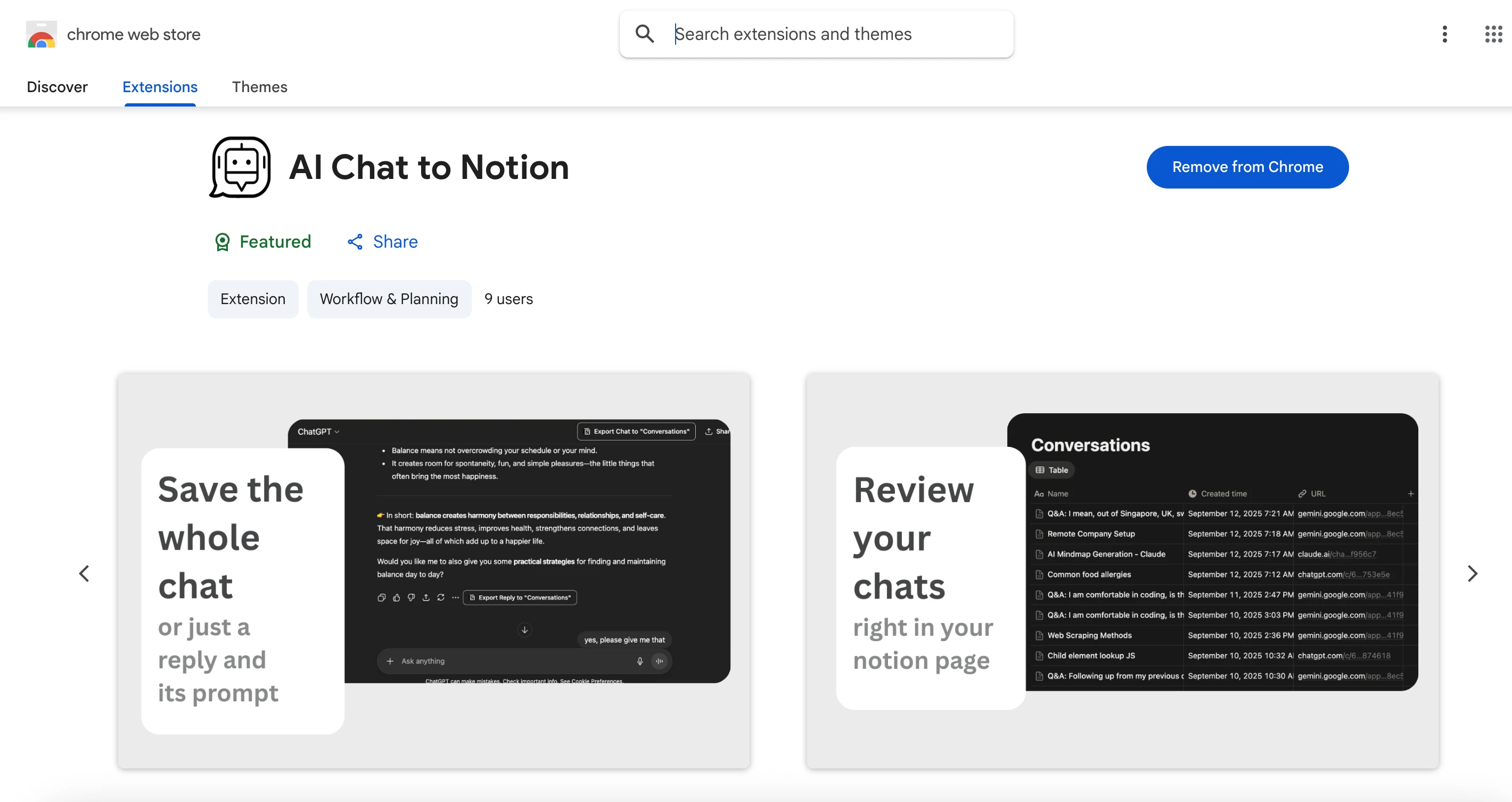 Chrome Web Store Listing Page
