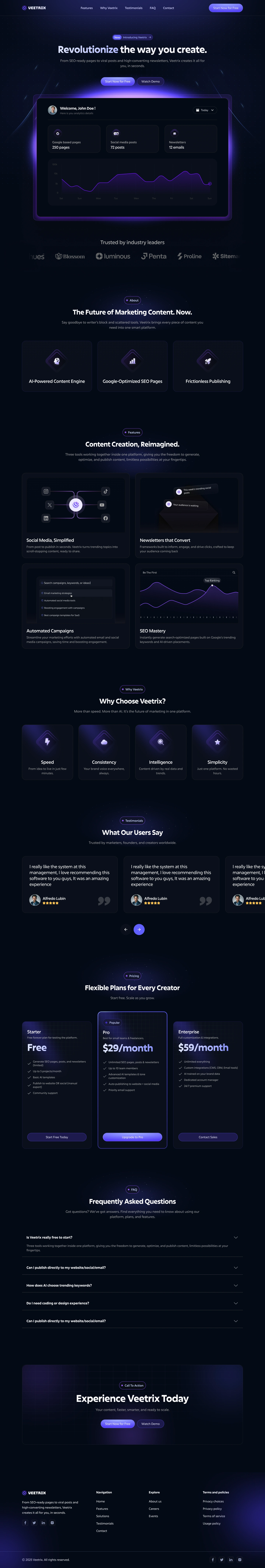 Veetrix Landing Page