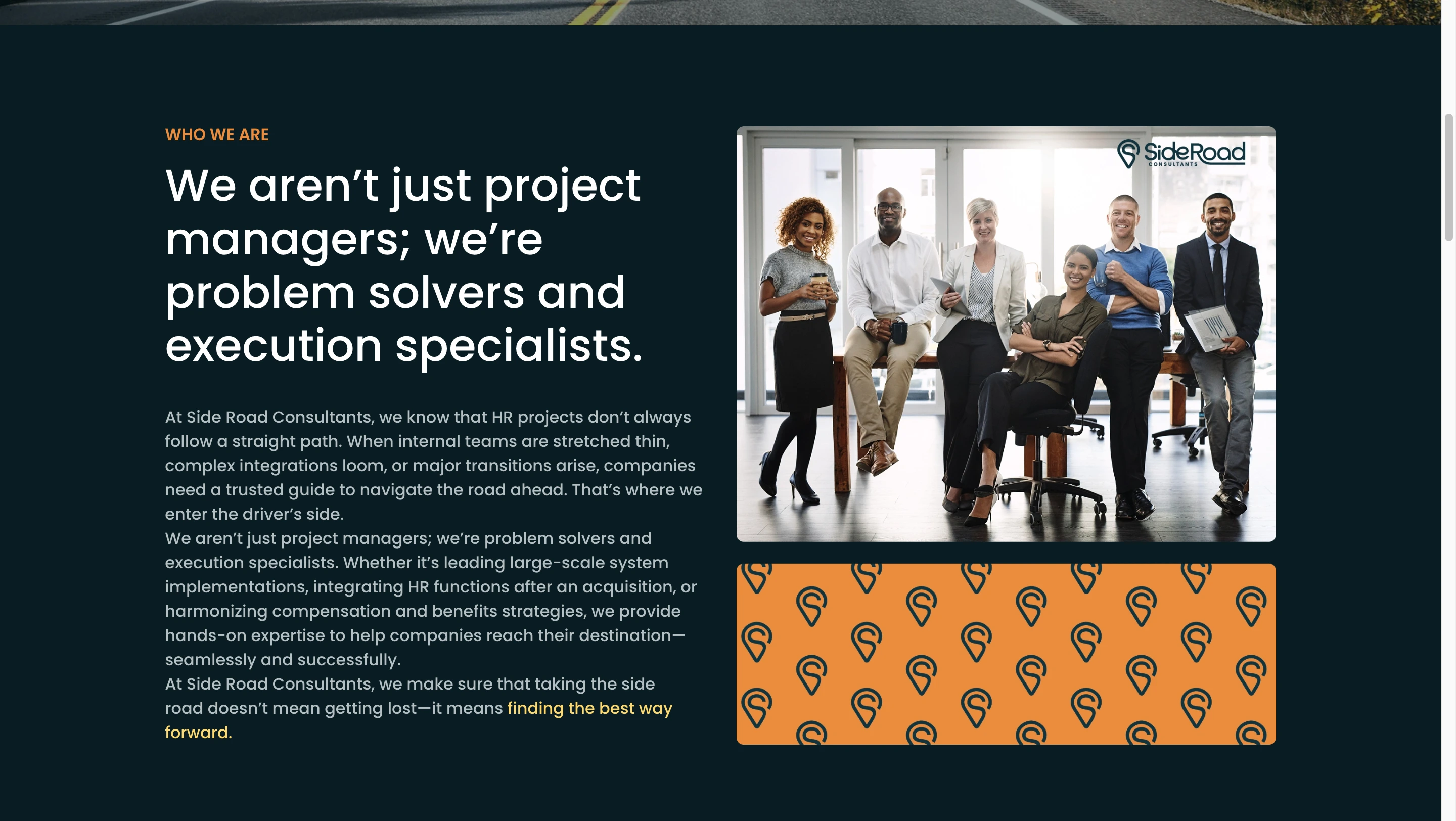 Snapshot of the about page of the website using wordpress and elementor