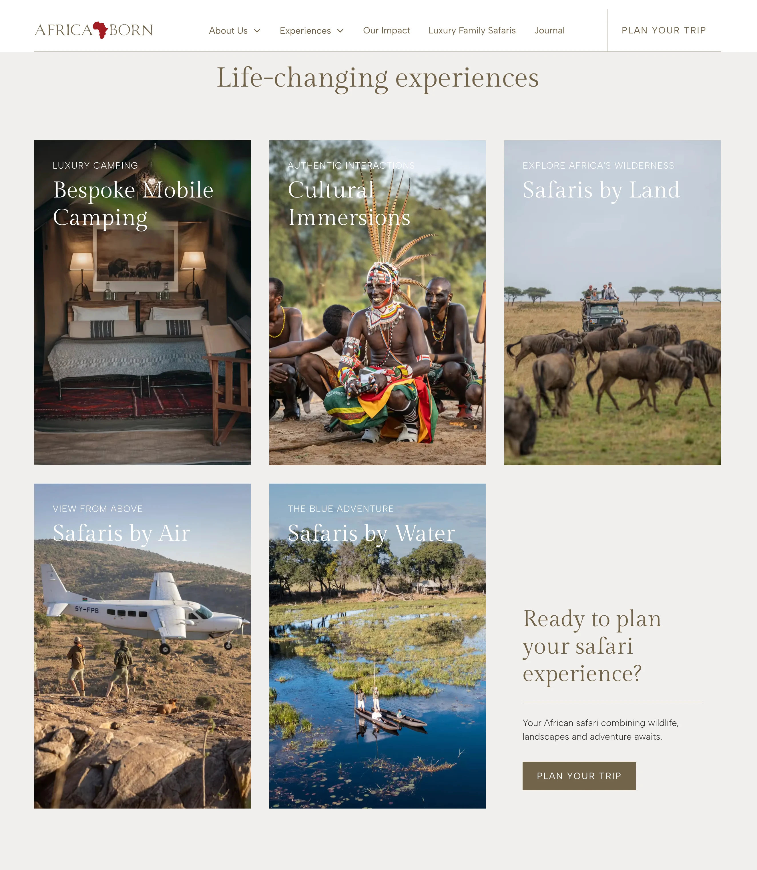 Experience-first navigation, rather than an endless list of destinations.