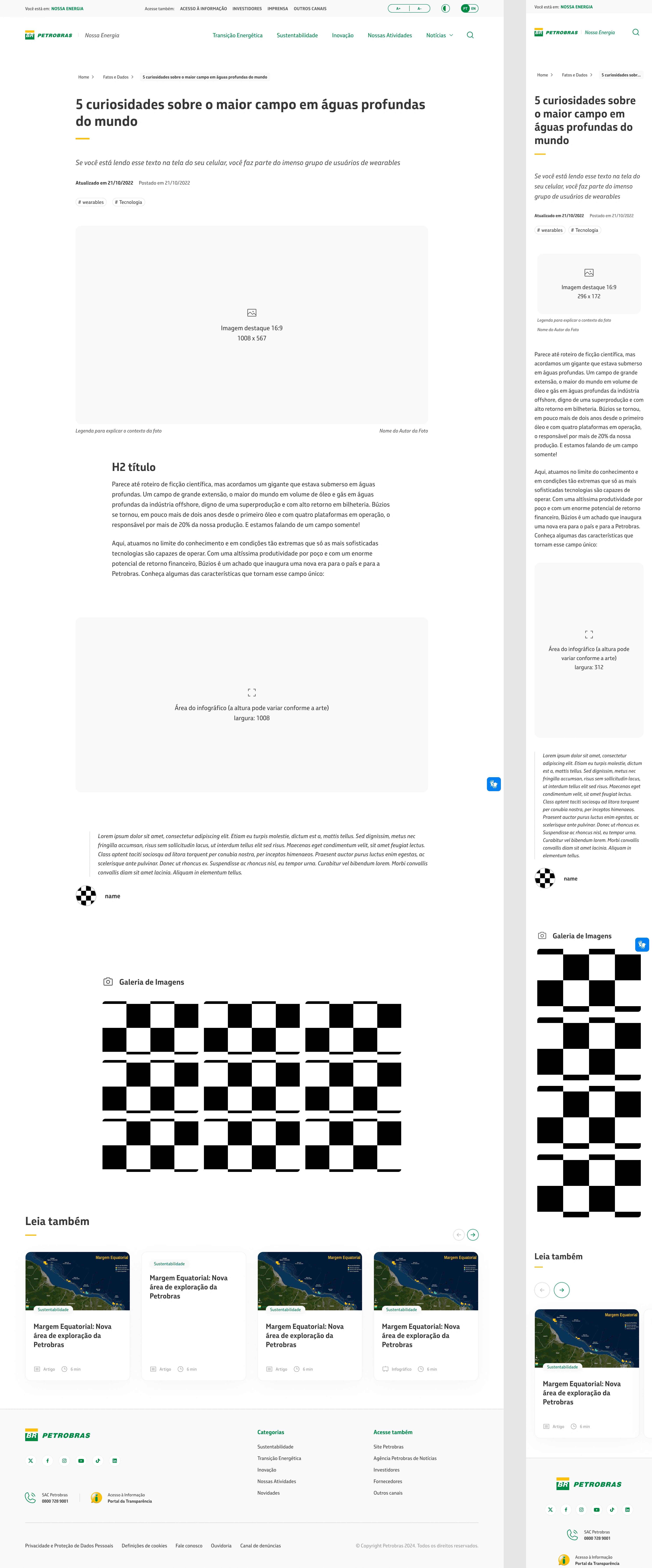 Aqui o formato da página de conteúdo, podendo variar o tamanho por conta de imagens, vídeos ou infográficos.