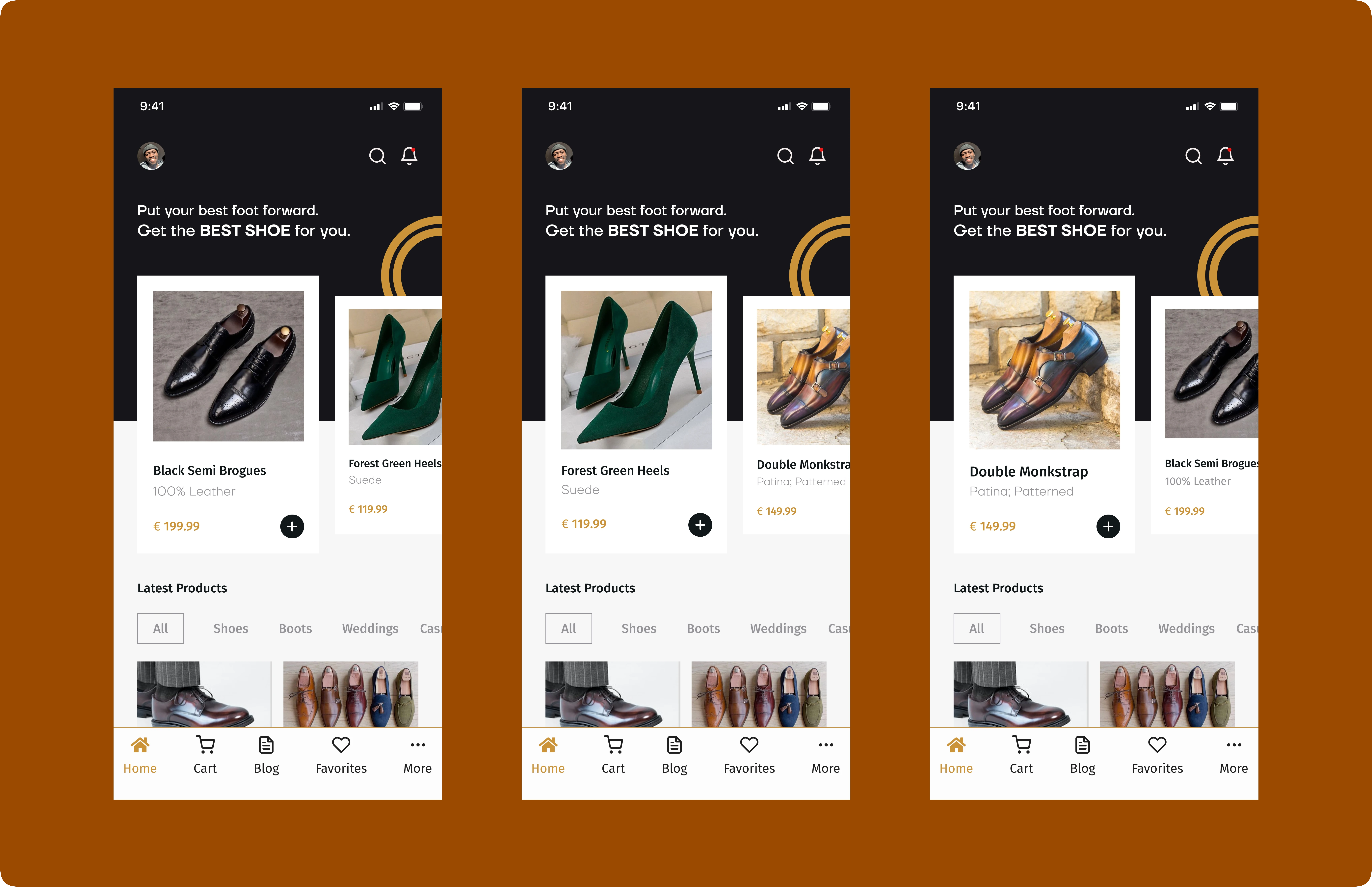 Homepages (Carousel are dragged to see products)