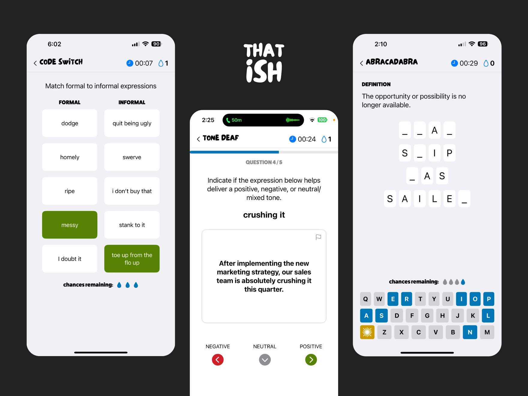 Daily Theme-Based Word Games (Match, Context Swipe, Fill in the Blanks)
