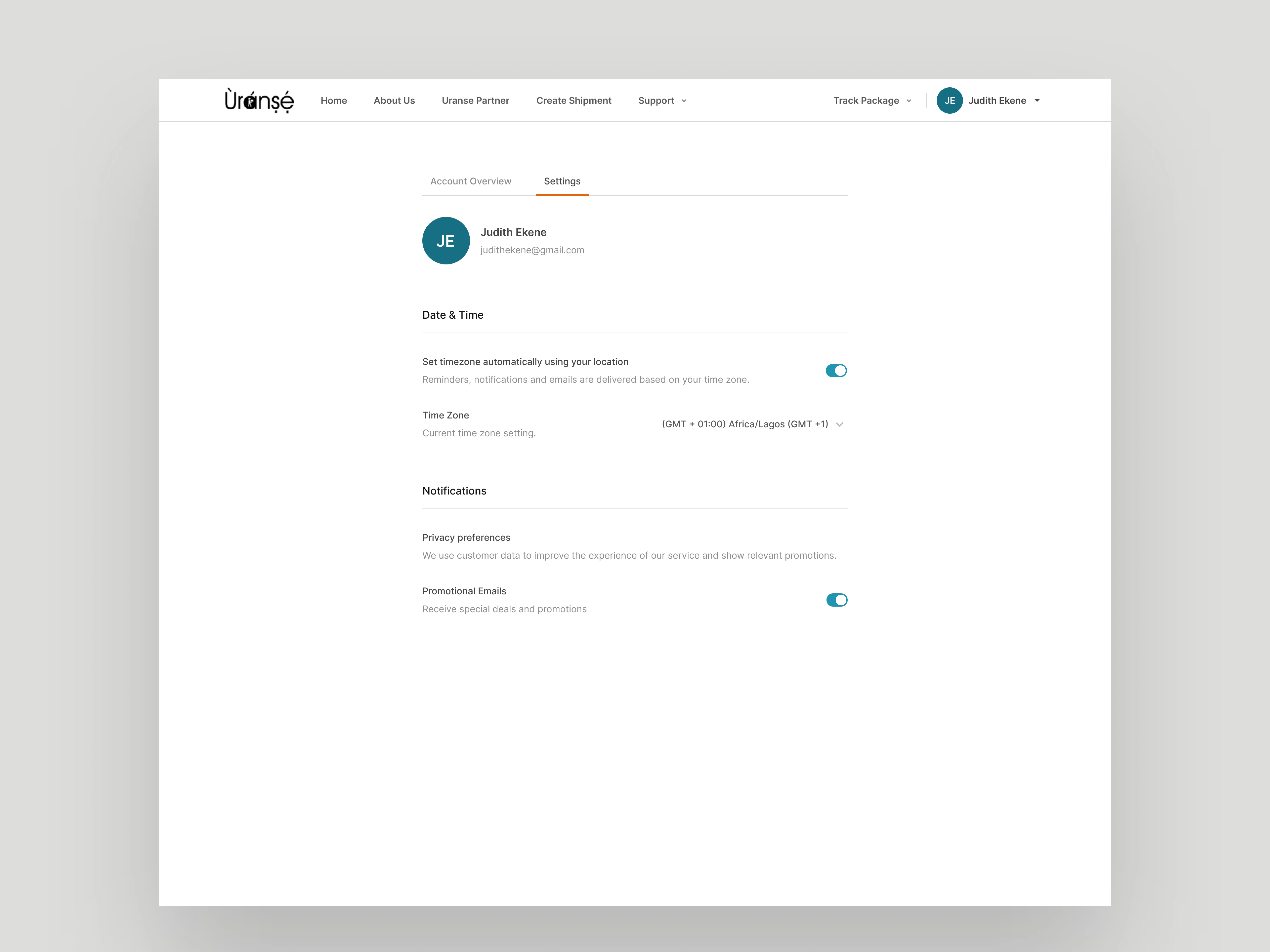 Profile Settings Screen