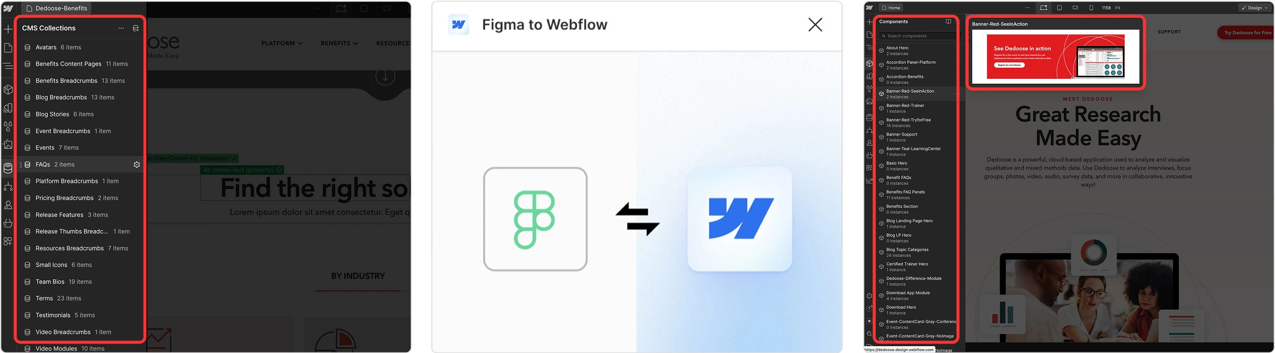 Webflow CMS Collections and Components