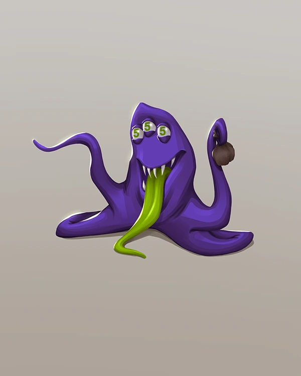 The concept behind this character is that of the slot machine. The monster’s many arms have the function of luring the victim into gambling while withholding the prize from them.