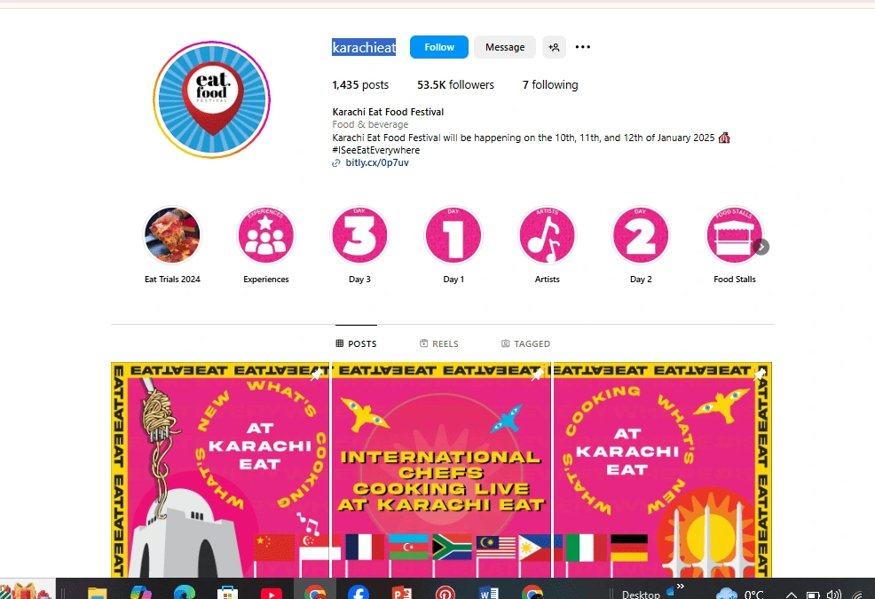instagram page