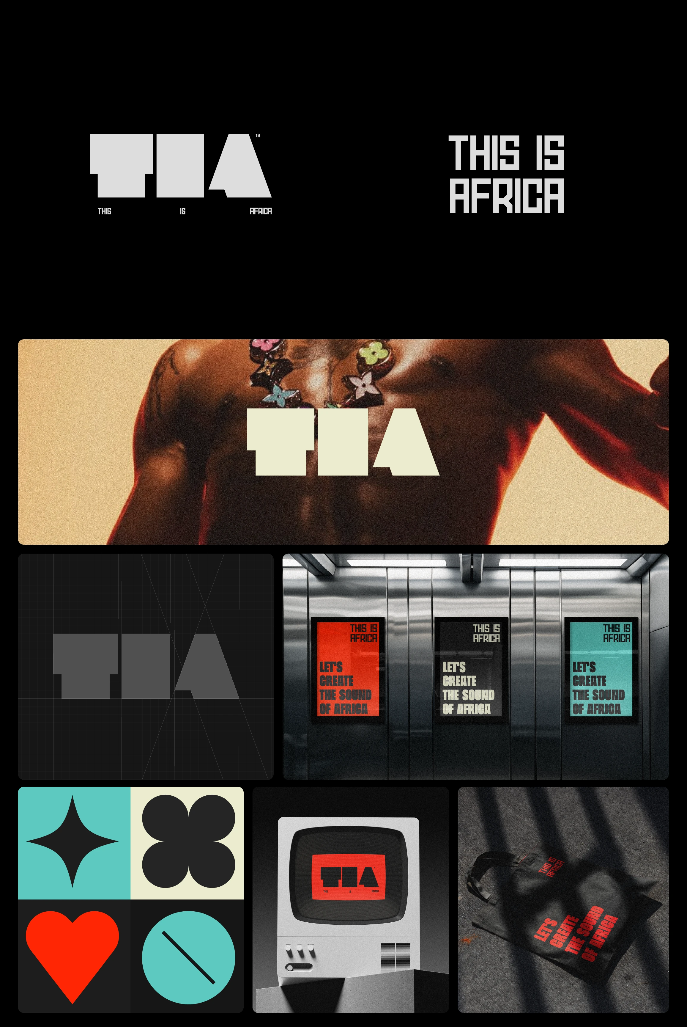 Branding for This Is Africa (TIA), a live session series showcasing exceptional talent worldwide, starting with Rema. The visual identity was designed to stand out from formats like Tiny Desk and Colours.