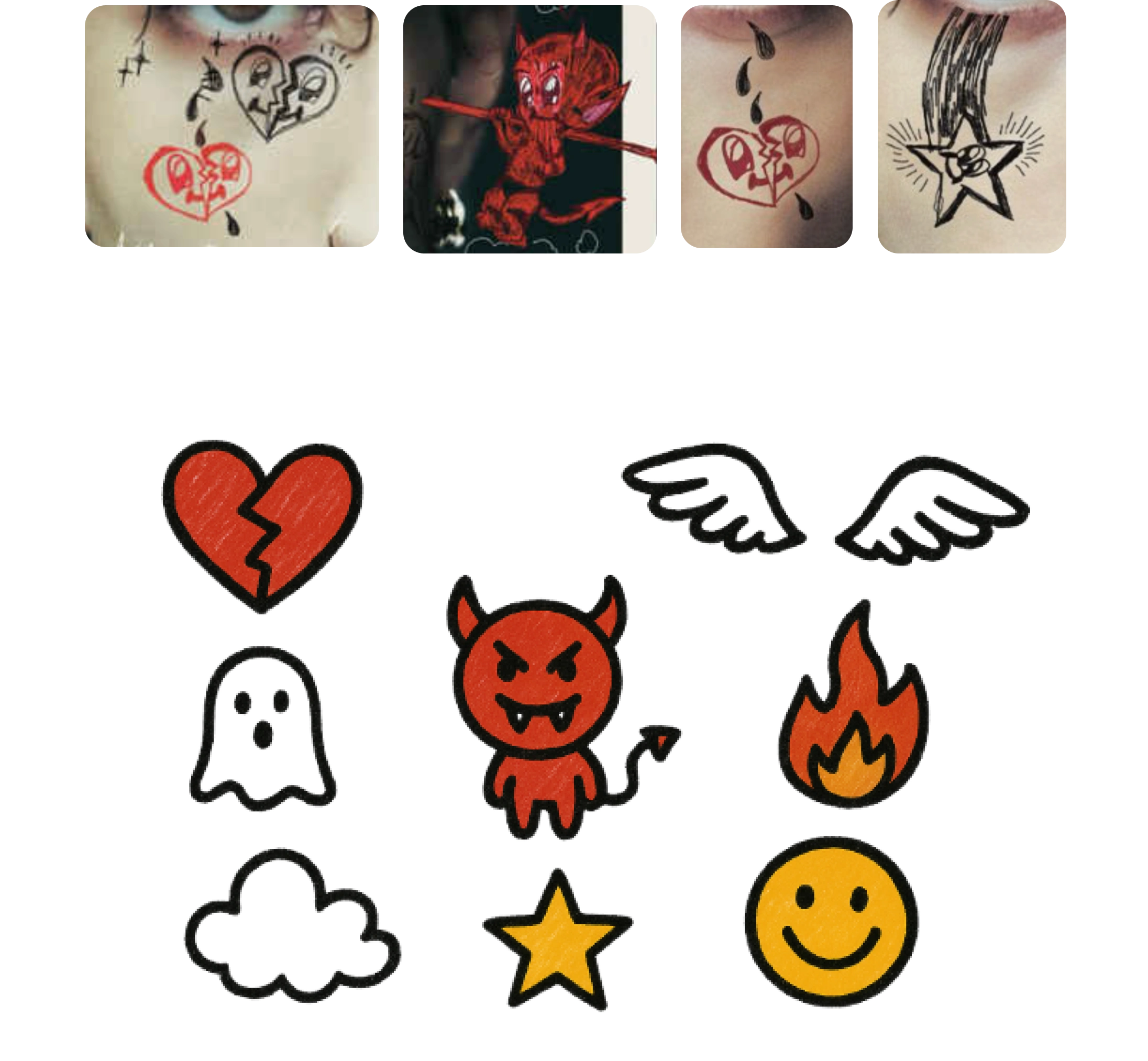 Funny Little Fears Album artist doodles(Top) and GPT generated doodles(Bottom)