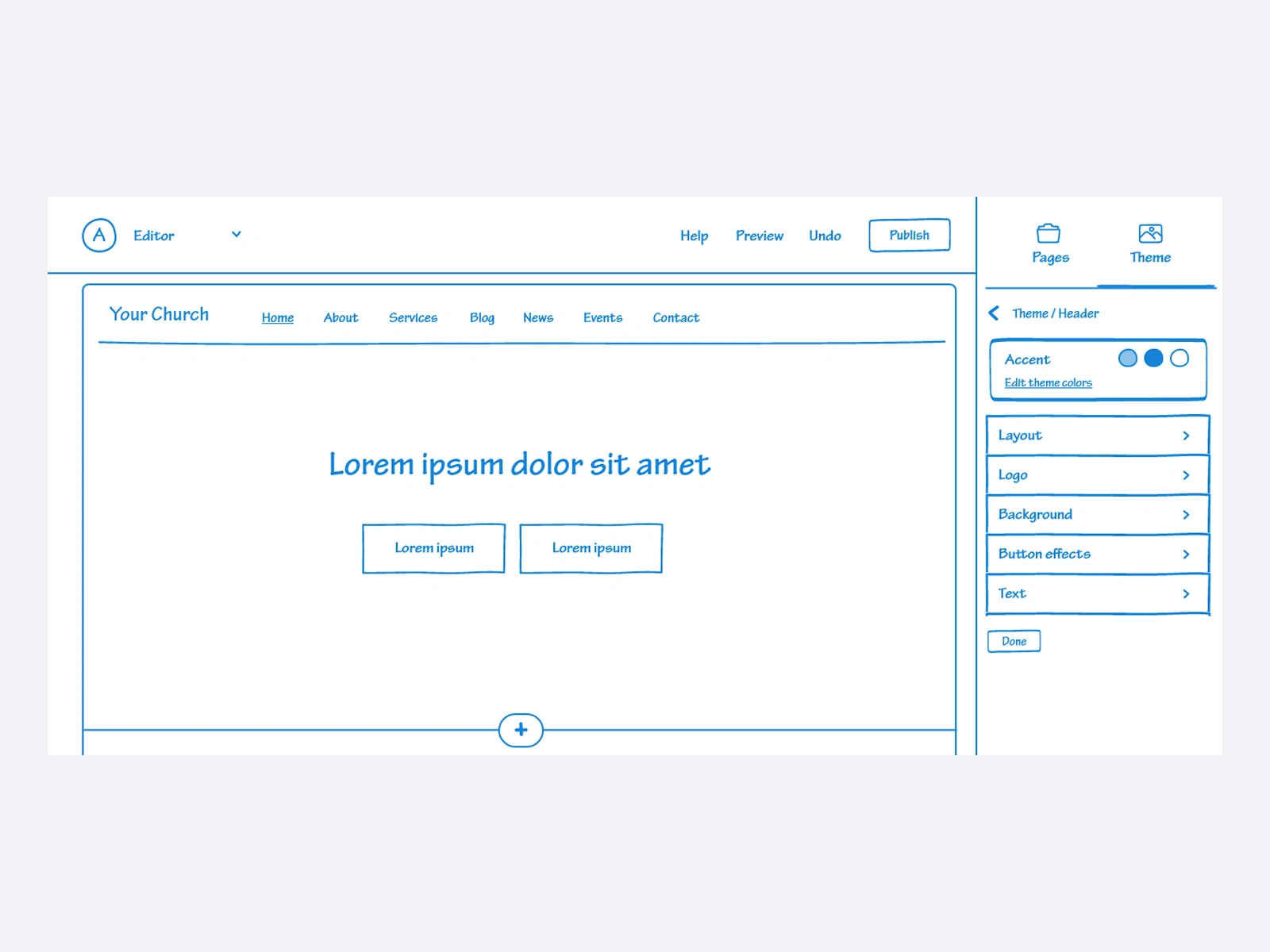 Early exploration of templates and navigation structure.