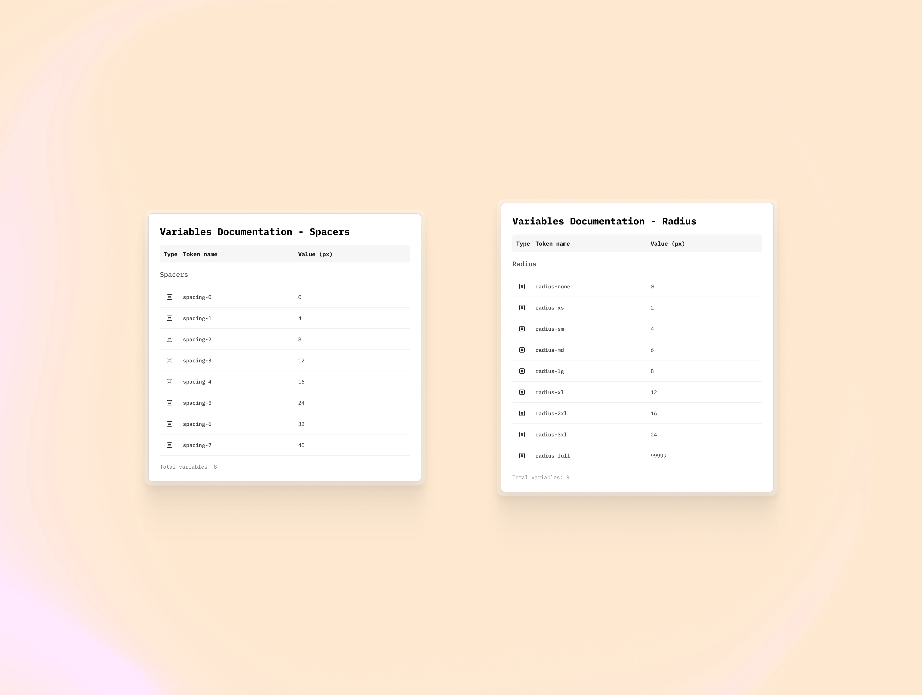 Figma variables — spacers & radius