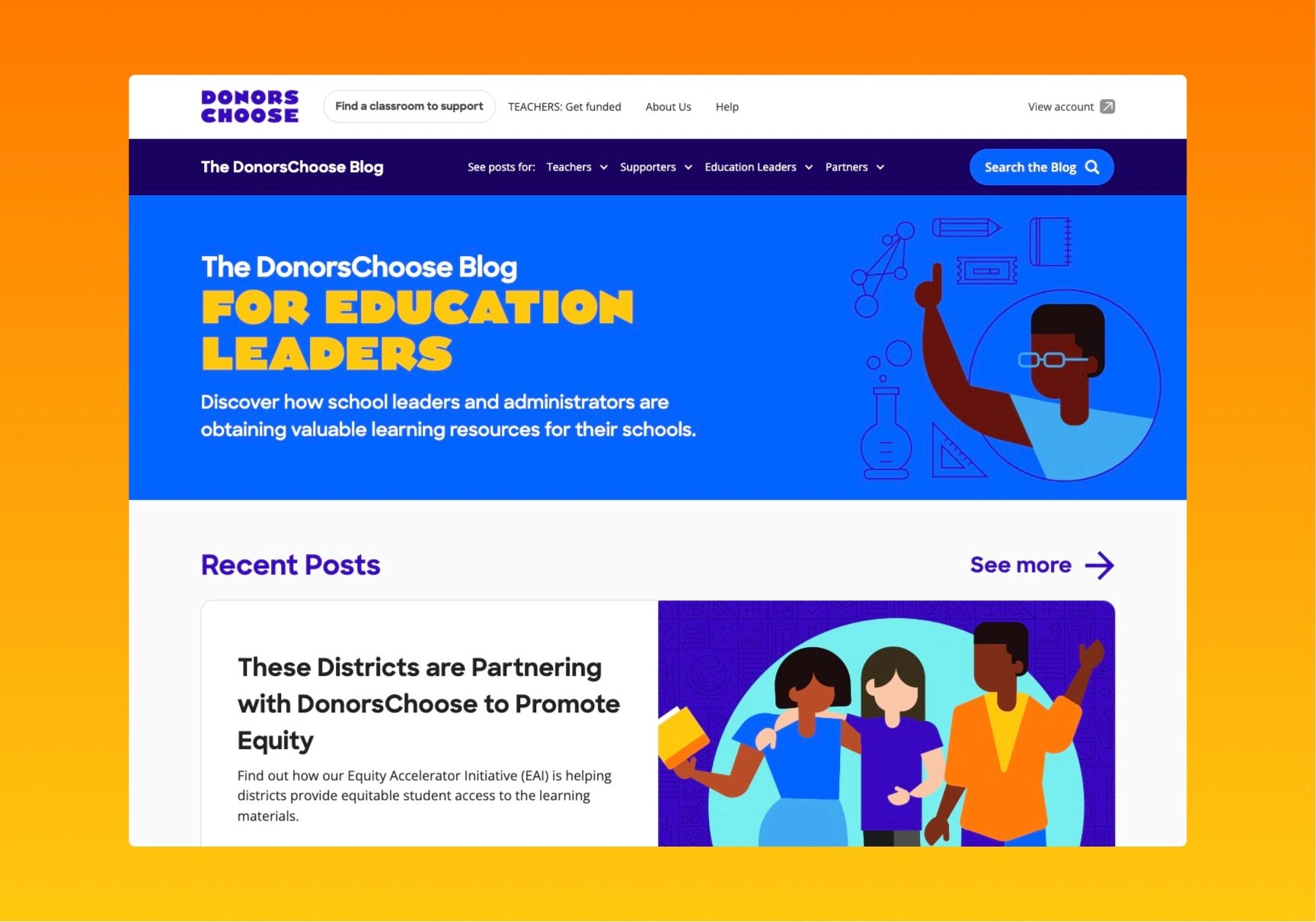 Categorized page for education leaders