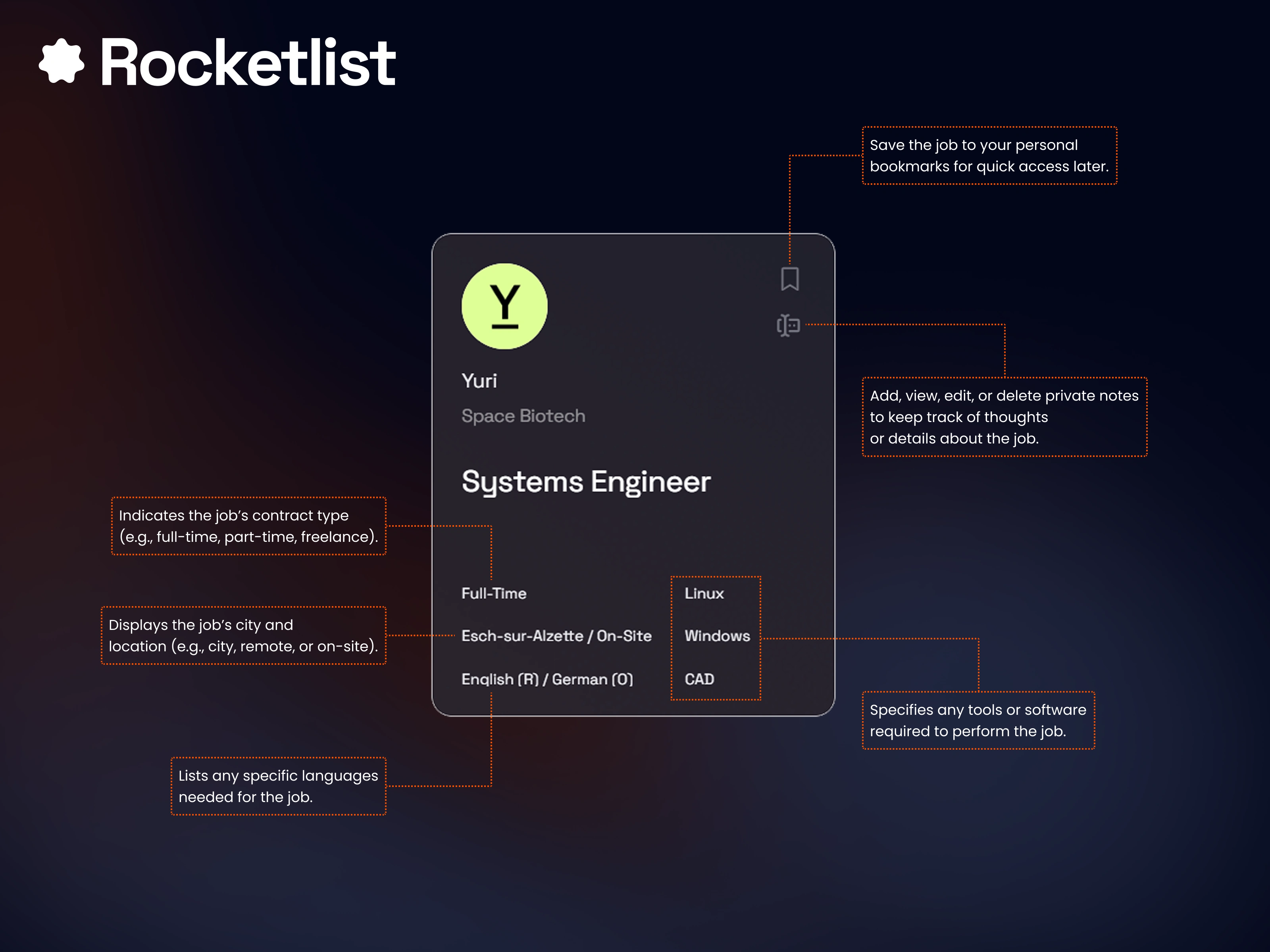 Rocketlist - Job Card