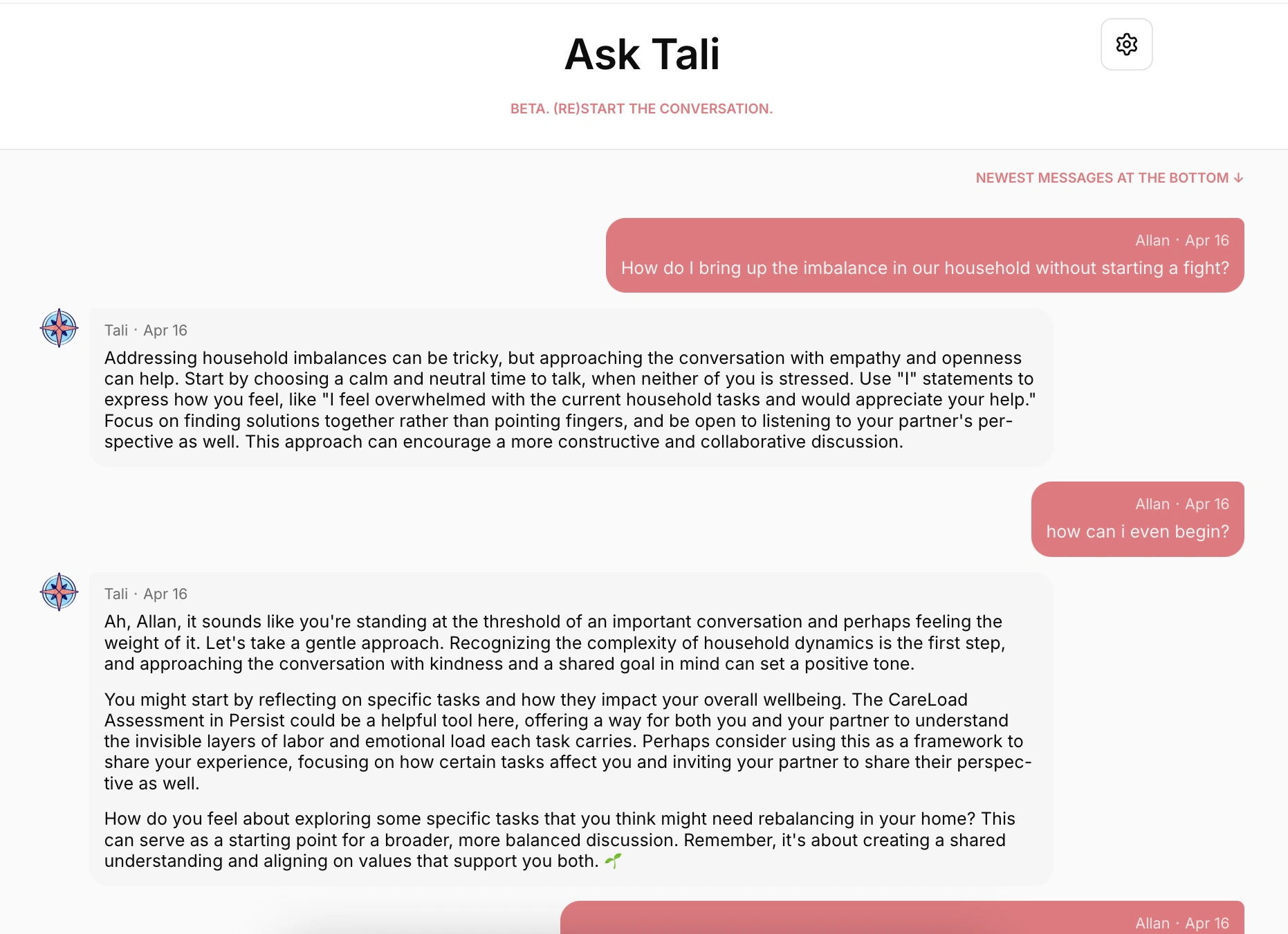 AI Assistant to navigate tough conversation with one's partner