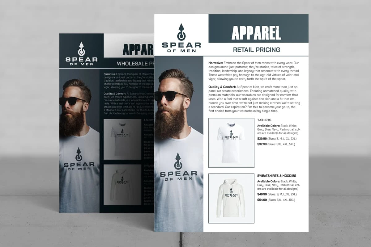 Apparel Line Sheets - Layout done in InDesign and image enhancement done in Photoshop.