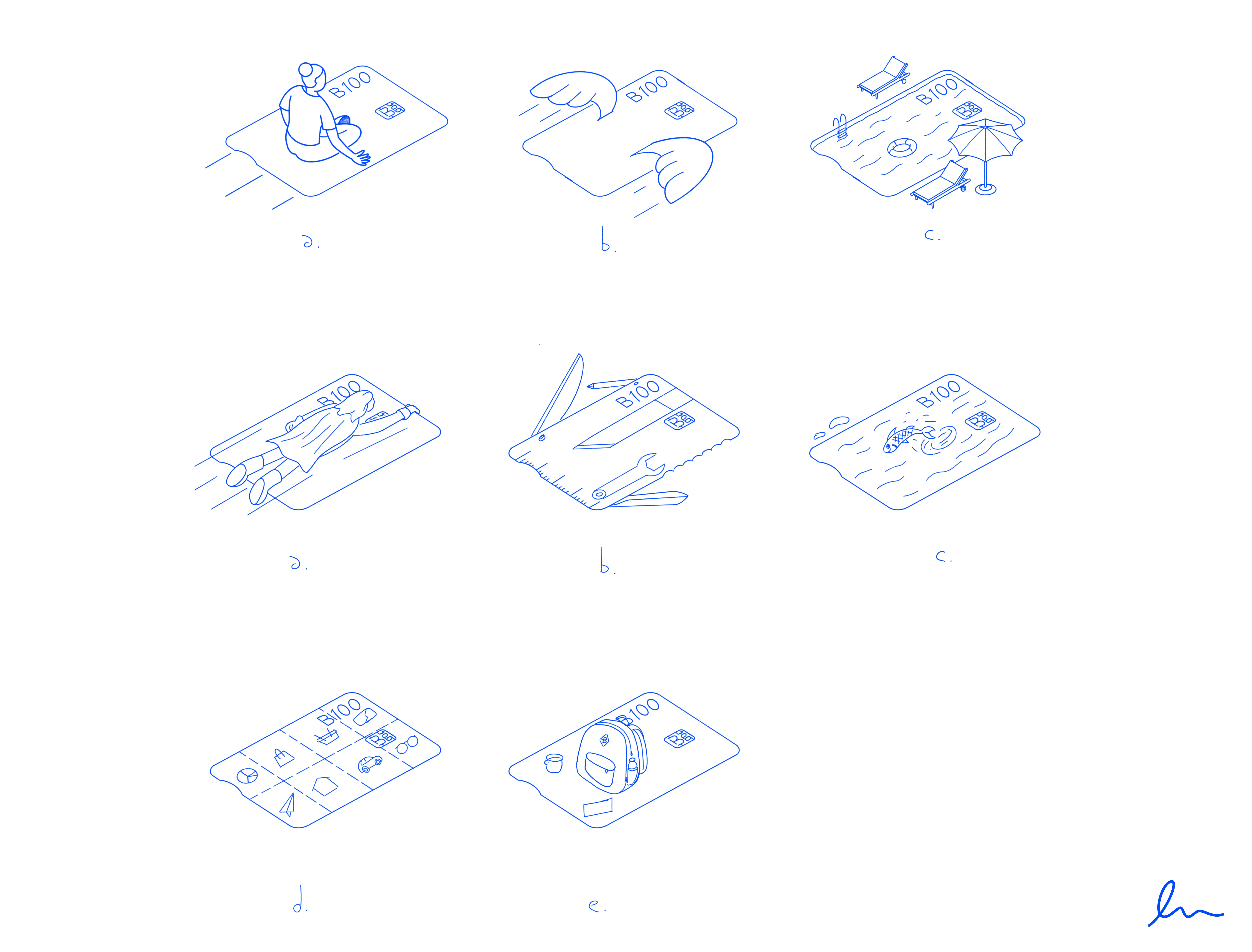 Sketches using the card as a scenery
