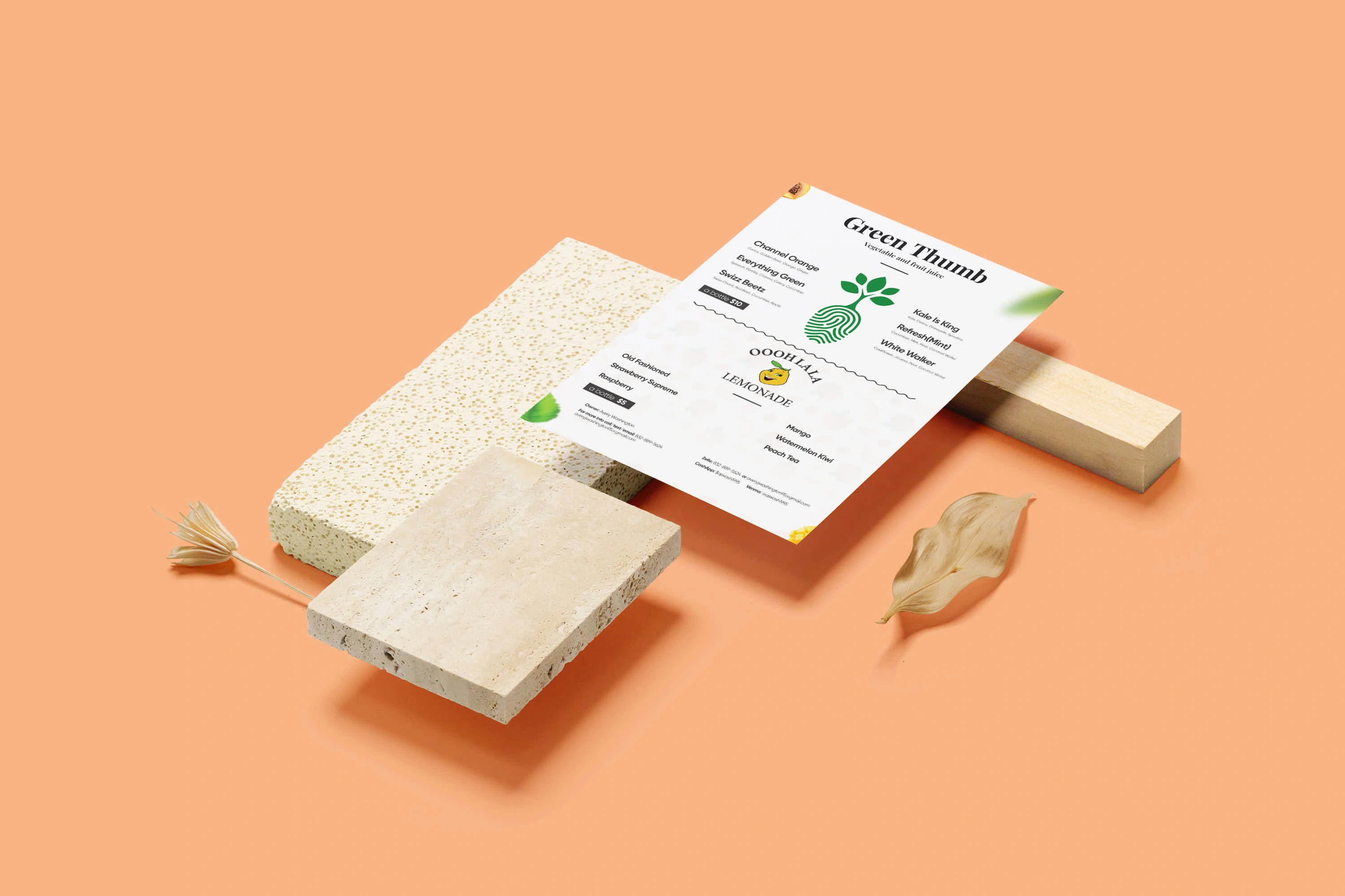 Green Thumb – Smoothie & Juice Bar Menu Design